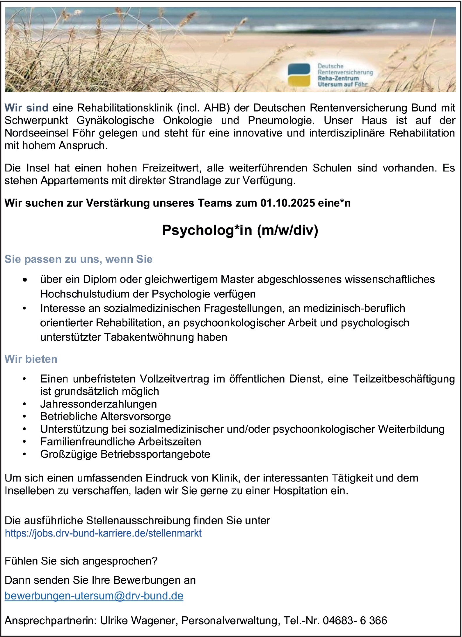 Psychologe m/w/d öffentlicher Dienst