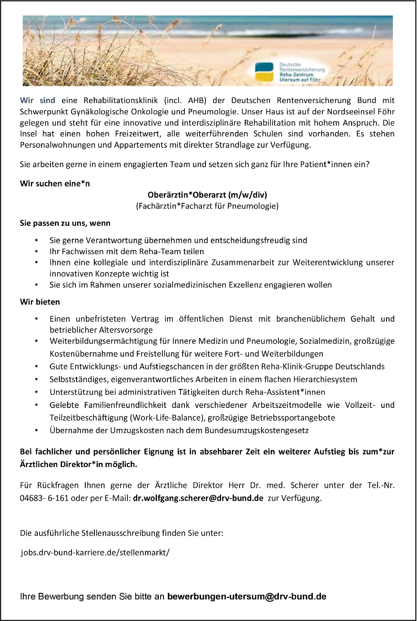 Facharzt/-ärztin Pneumologie öffentlicher Dienst