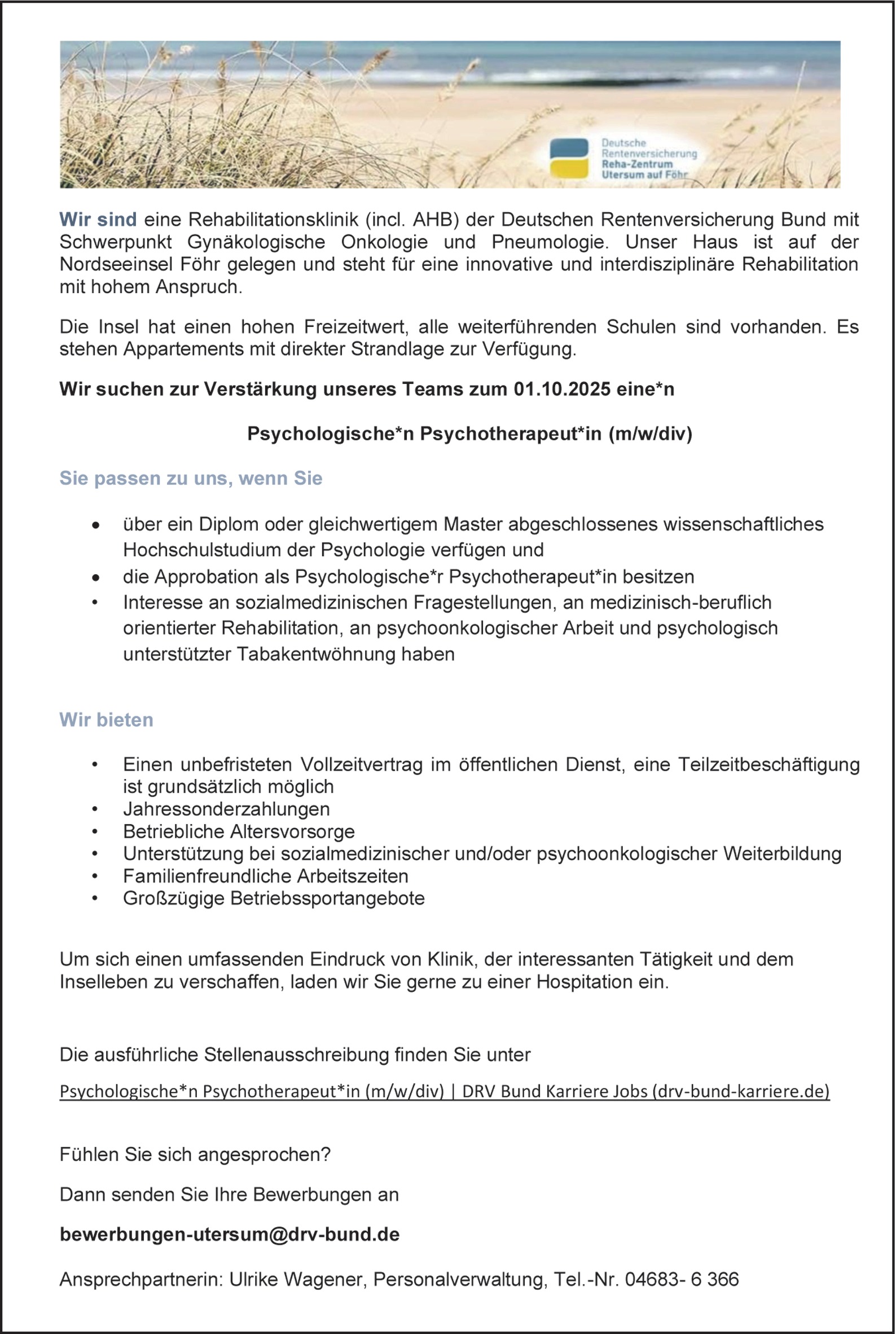 Psychologische/r Psychotherapeut/in öffentlicher Dienst