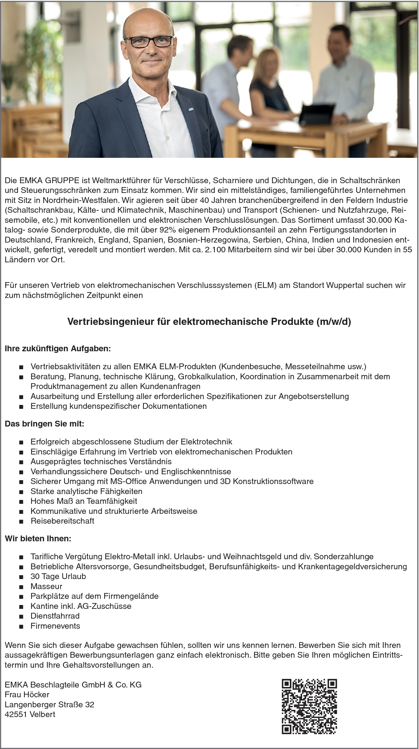 Vertriebsingenieur | elektromechanische Produkte m/w/d