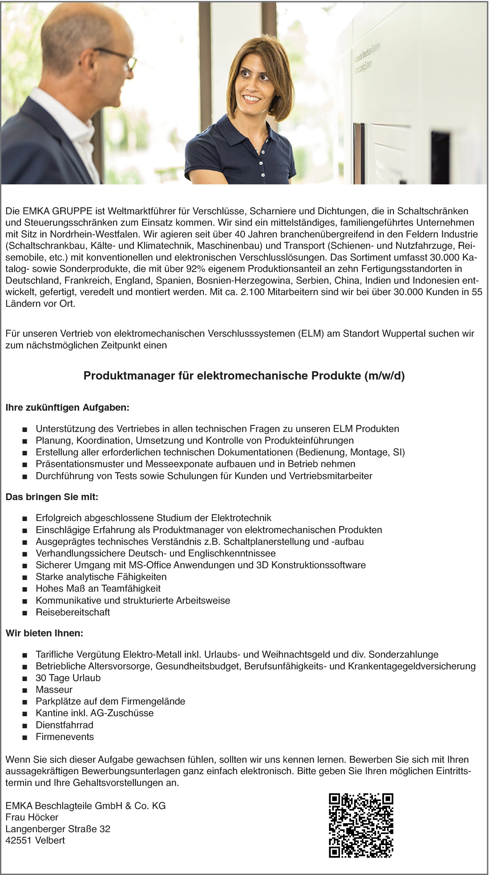 Produktmanager für elektromechanische Produkte m/w/d