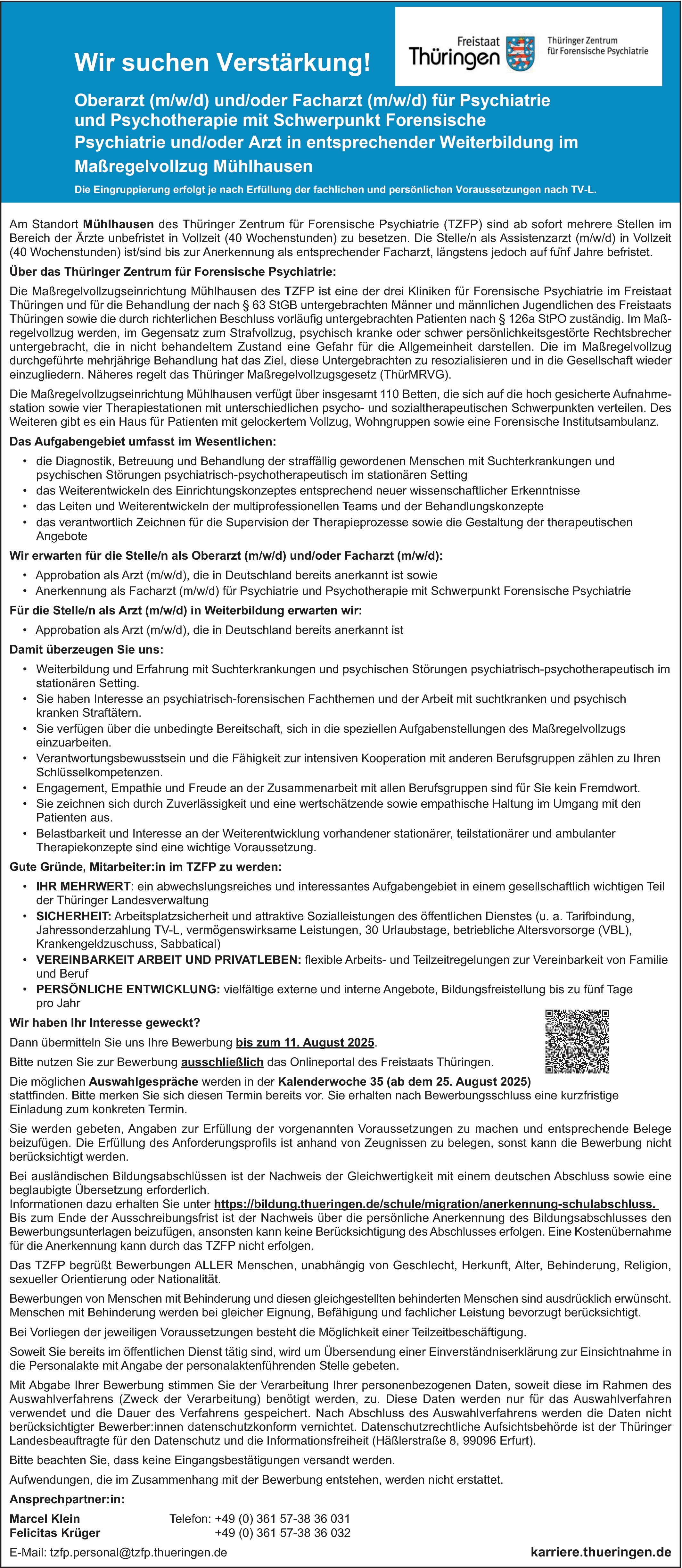 Facharzt Psychosomatik und Psychotherapie (m/w/d)
