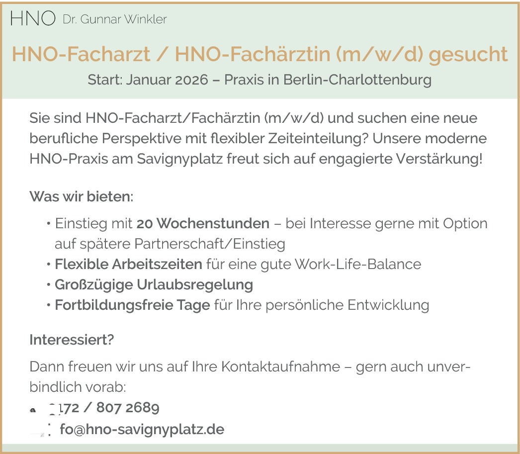 HNO - Facharzt m/w/d