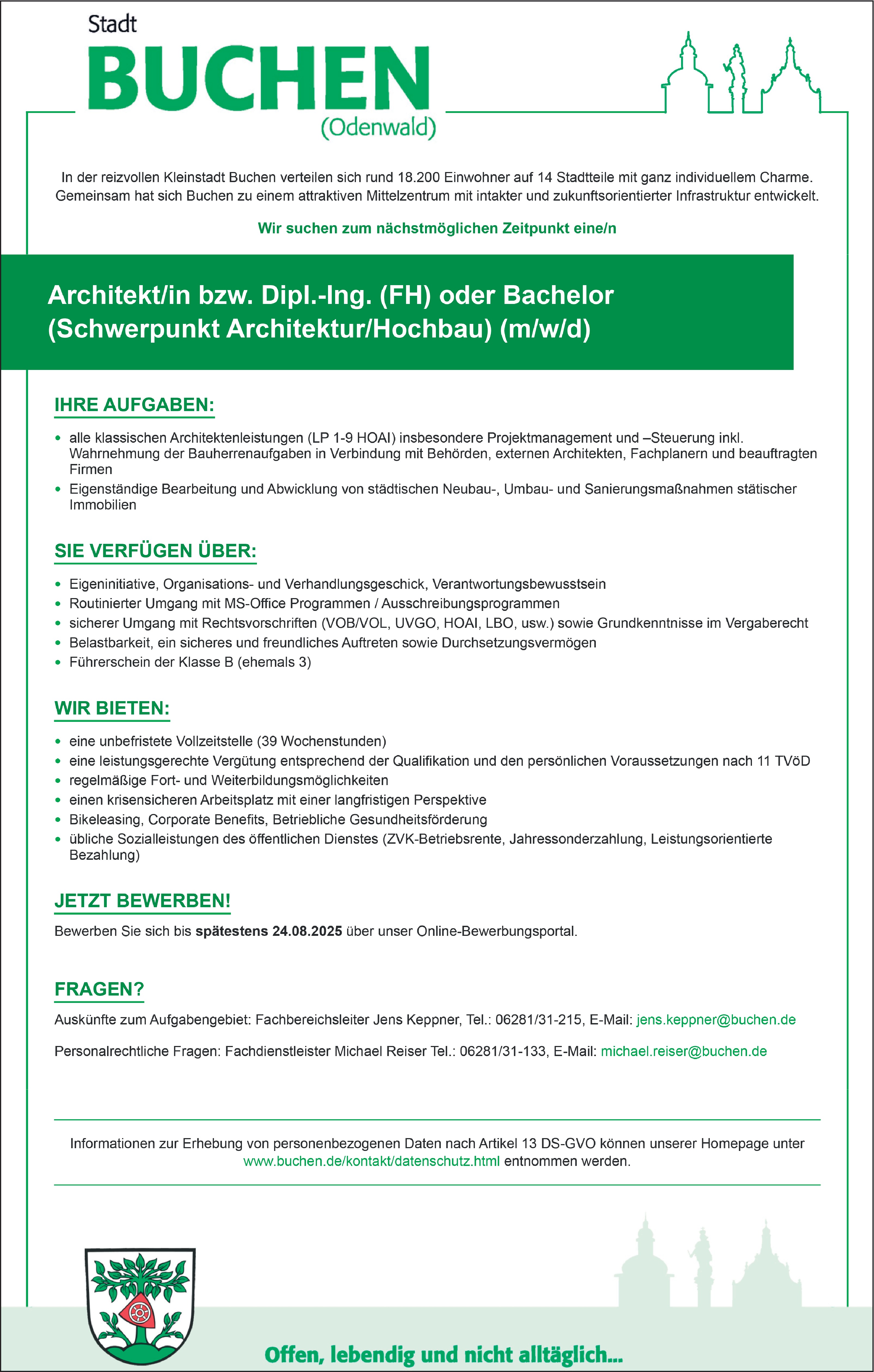 Architekt / Ingenieur Architektur Hochbau m/w/d