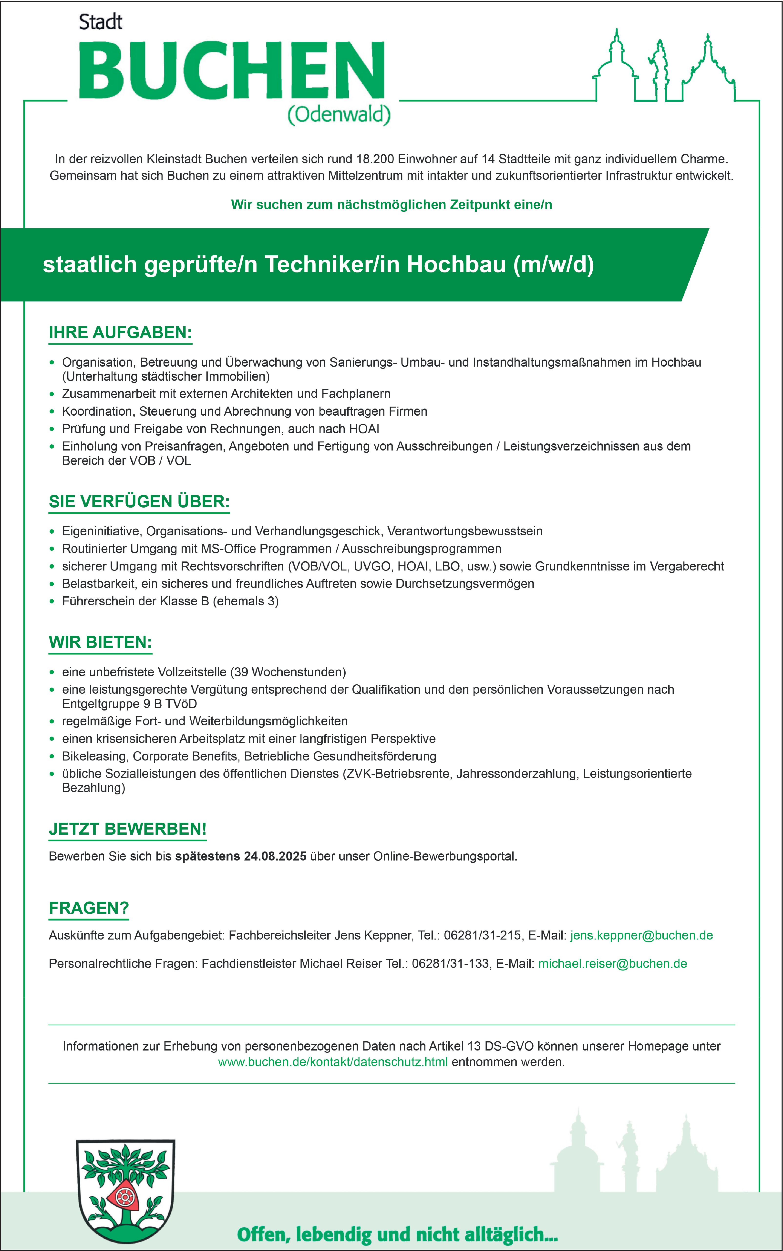 Bautechniker Hochbau m/w/d