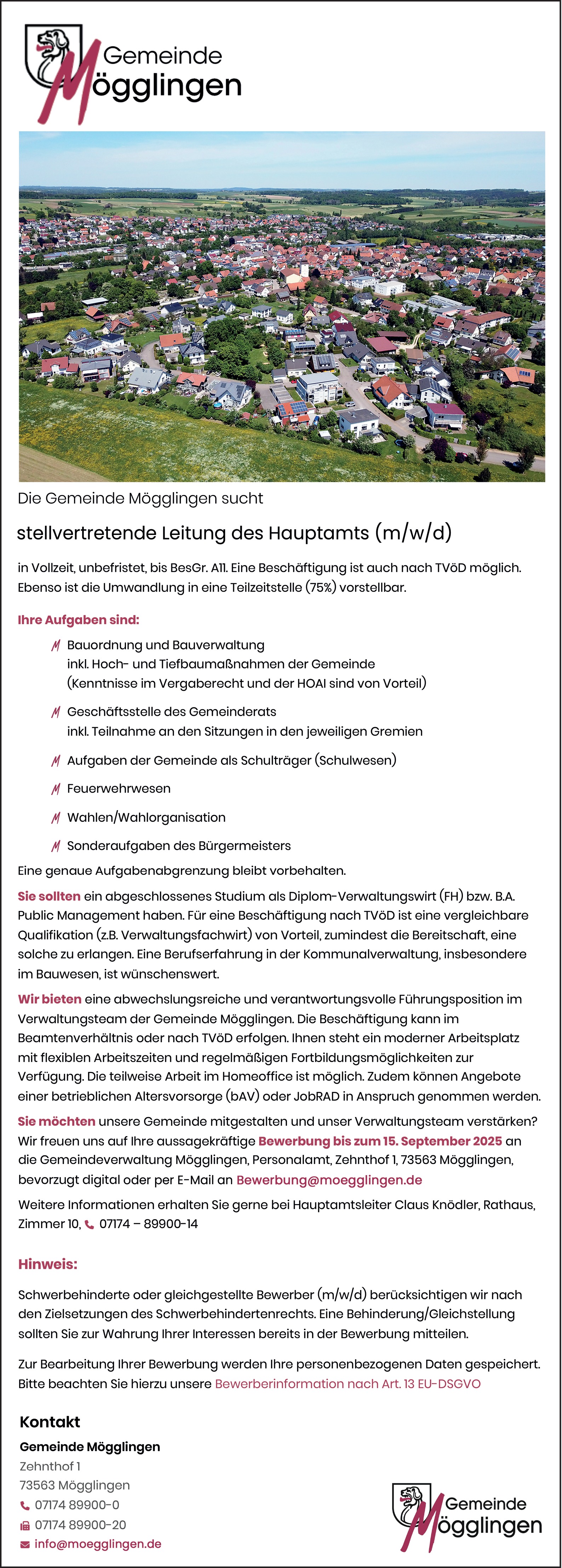 Stellvertr. Leitung des Hauptamtes (m/w/d)