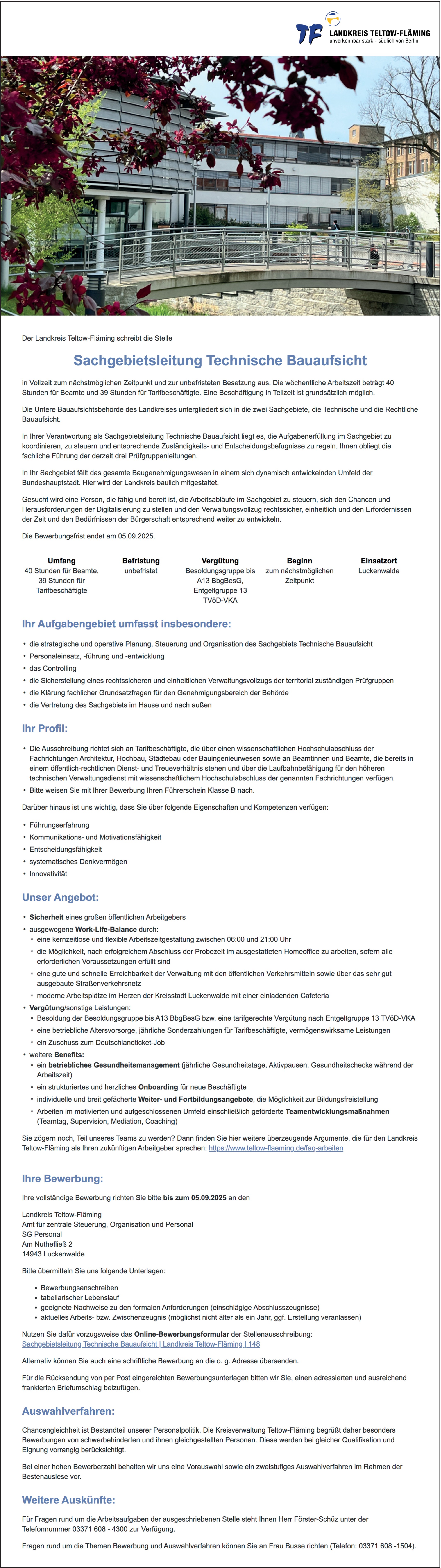 Sachgebietsleitung technische Bauaufsicht