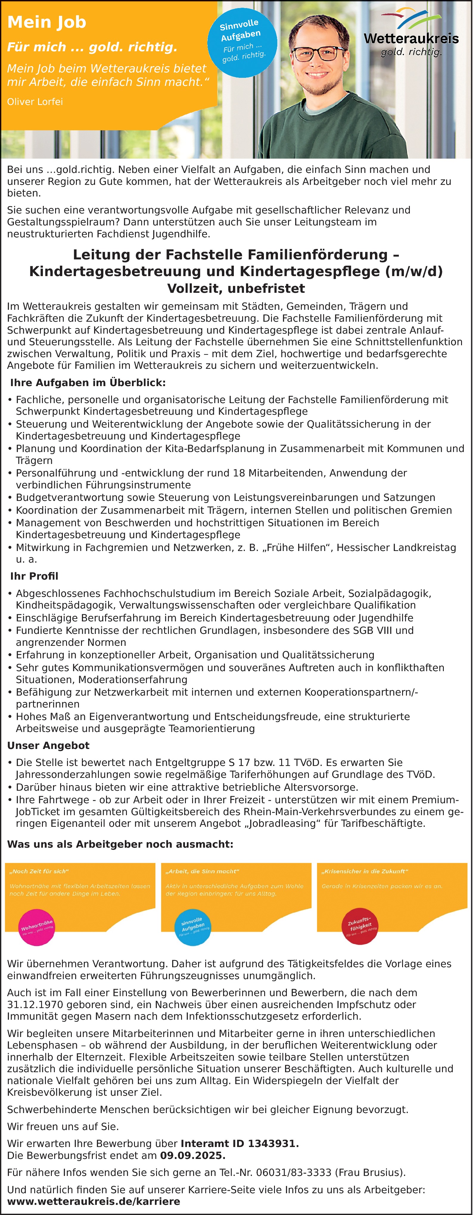 Leitung der Fachstelle Familienförderung – Kindertagesbetreuung und Kindertagespflege (m/w/d)