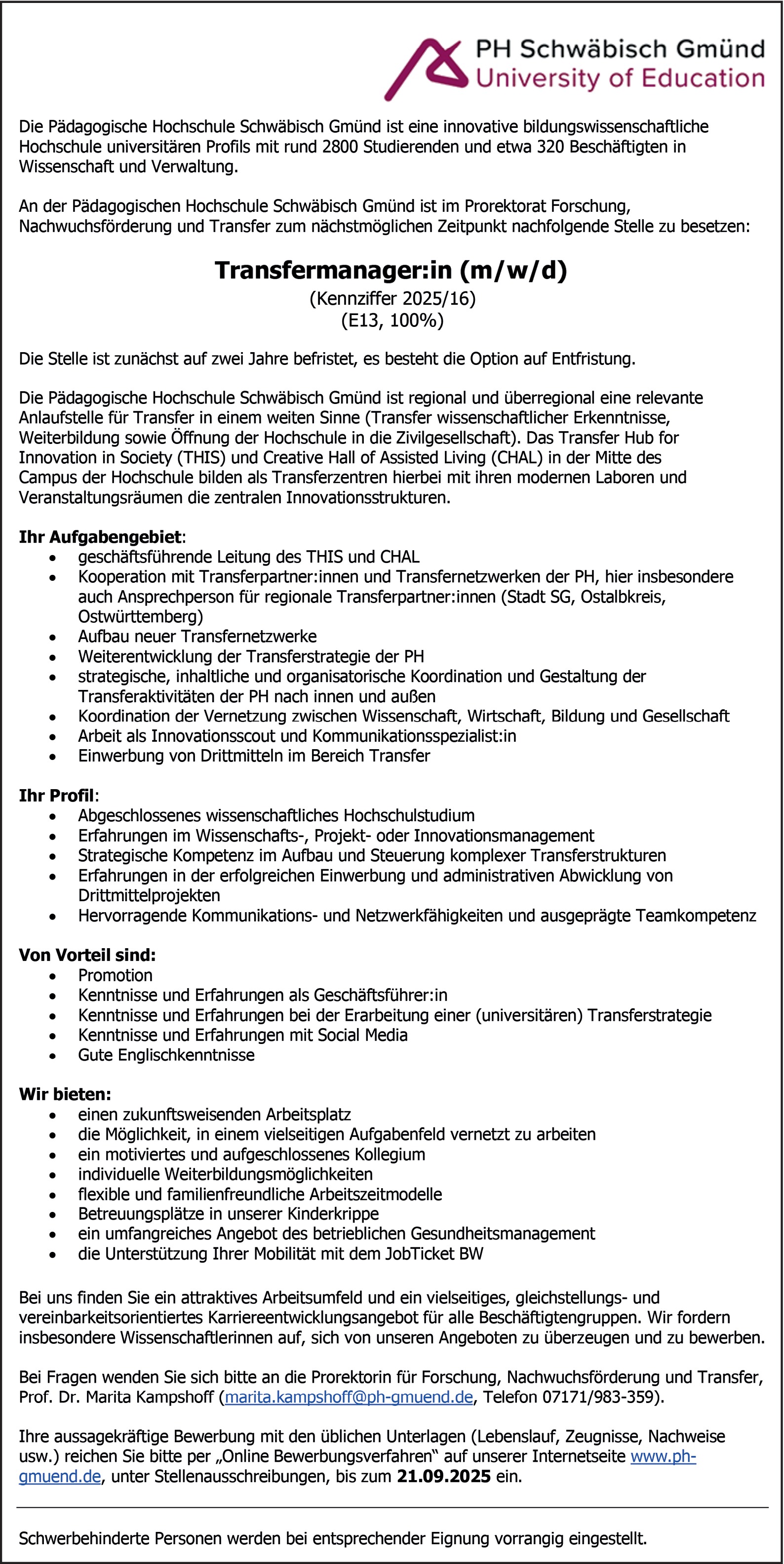Transfermanager (m/w/d)
