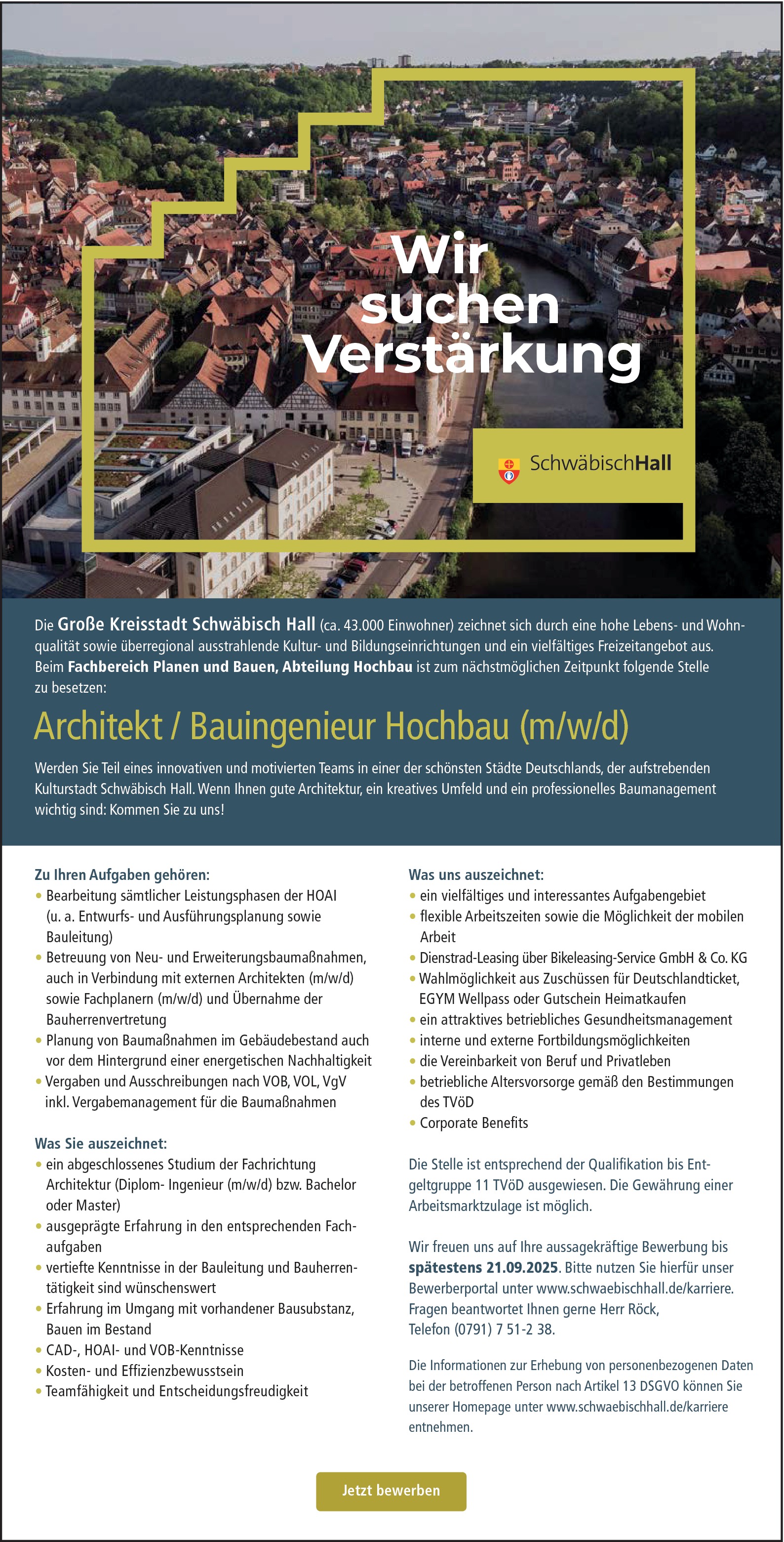 Architekt / Bauingenieur Hochbau (m/w/d)