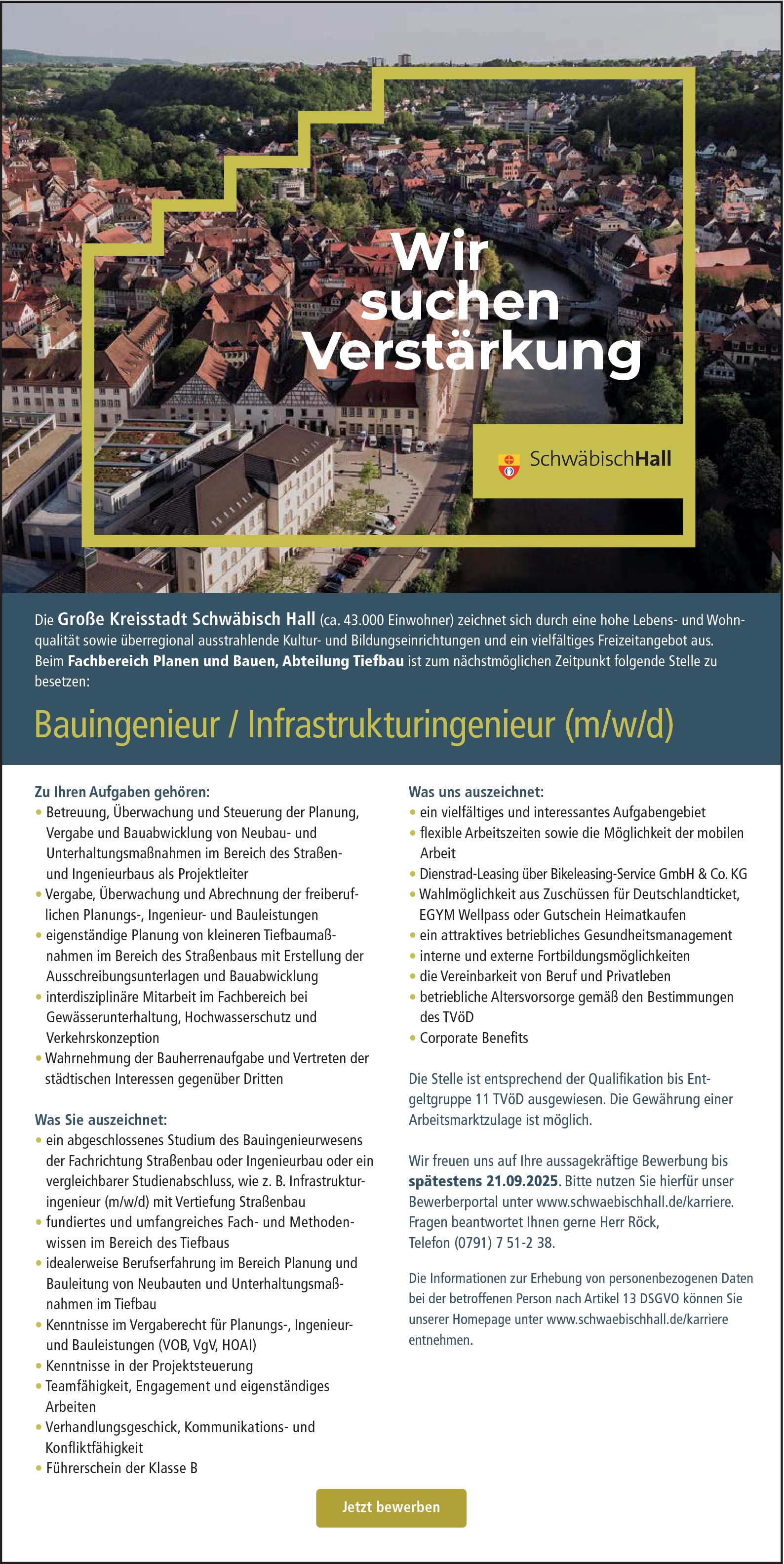 Bauingenieur Straßenbau / Infrastrukturingenieur (m/w/d)      