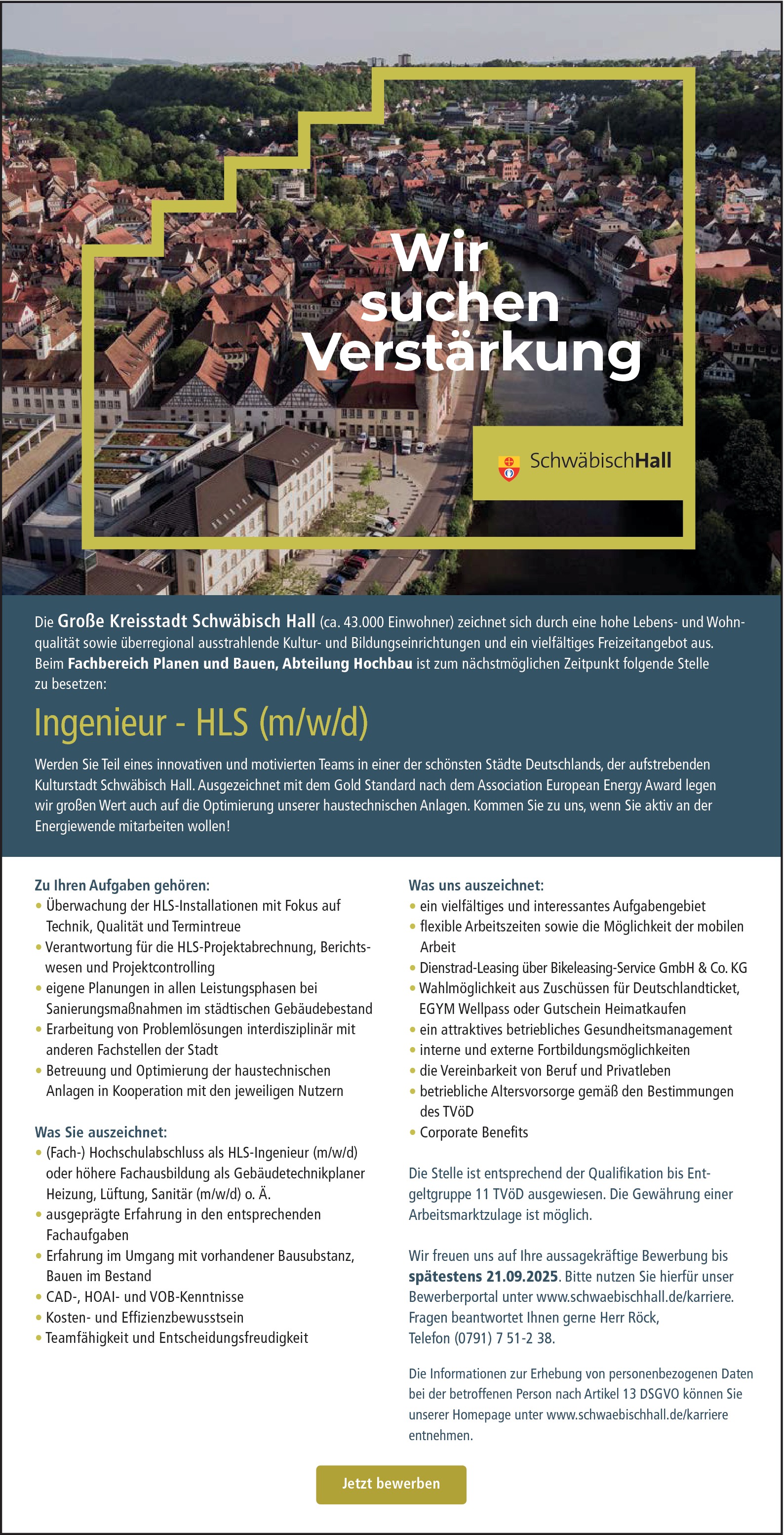 Ingenieur - HLS / Gebäudetechnikplaner m/w/d)