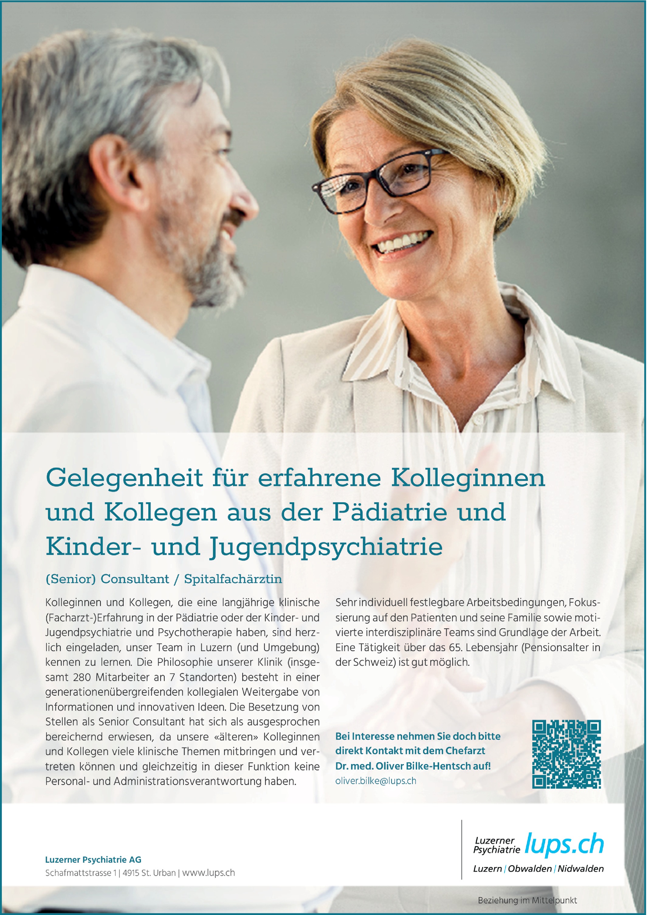 (Senior) Consultant / Spitalfachärztin / Spitalfacharzt m/w/d  Pädiatrie und Kinder- und Jugendpsychiatrie