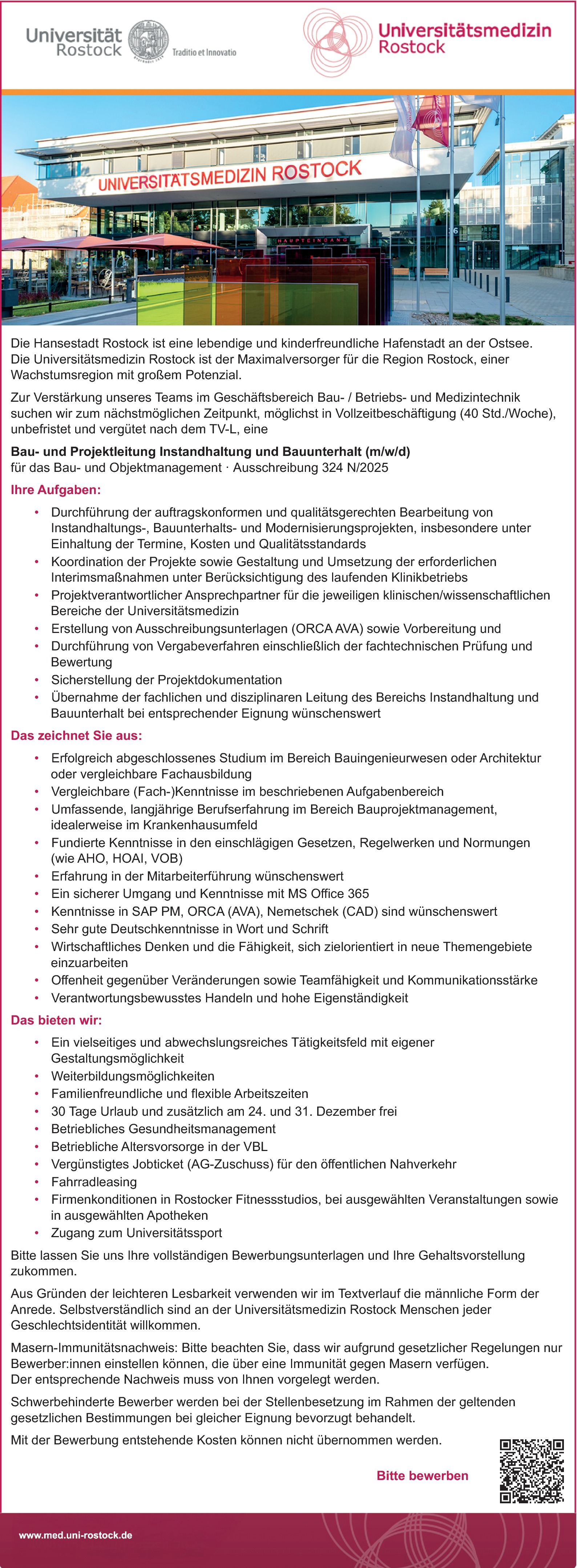 Bau- und Projektleitung Instandhaltung und Bauunterhalt m/w/d