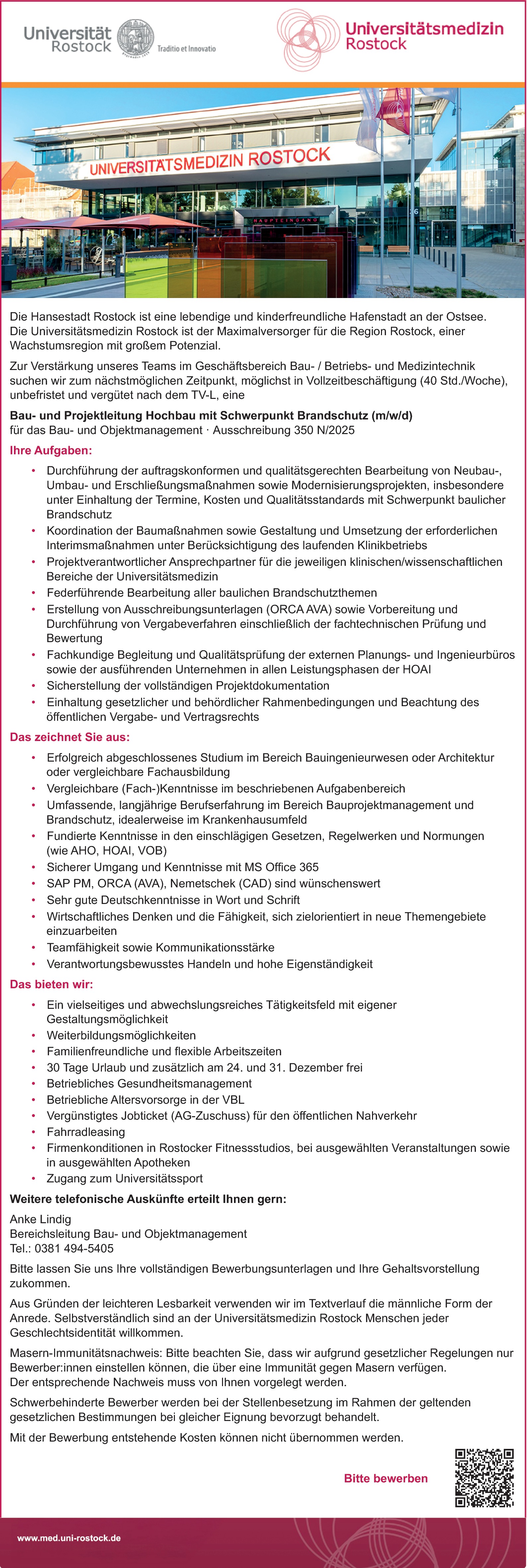 Bau- und Projektleitung Hochbau mit Schwerpunkt Brandschutz m/w/d