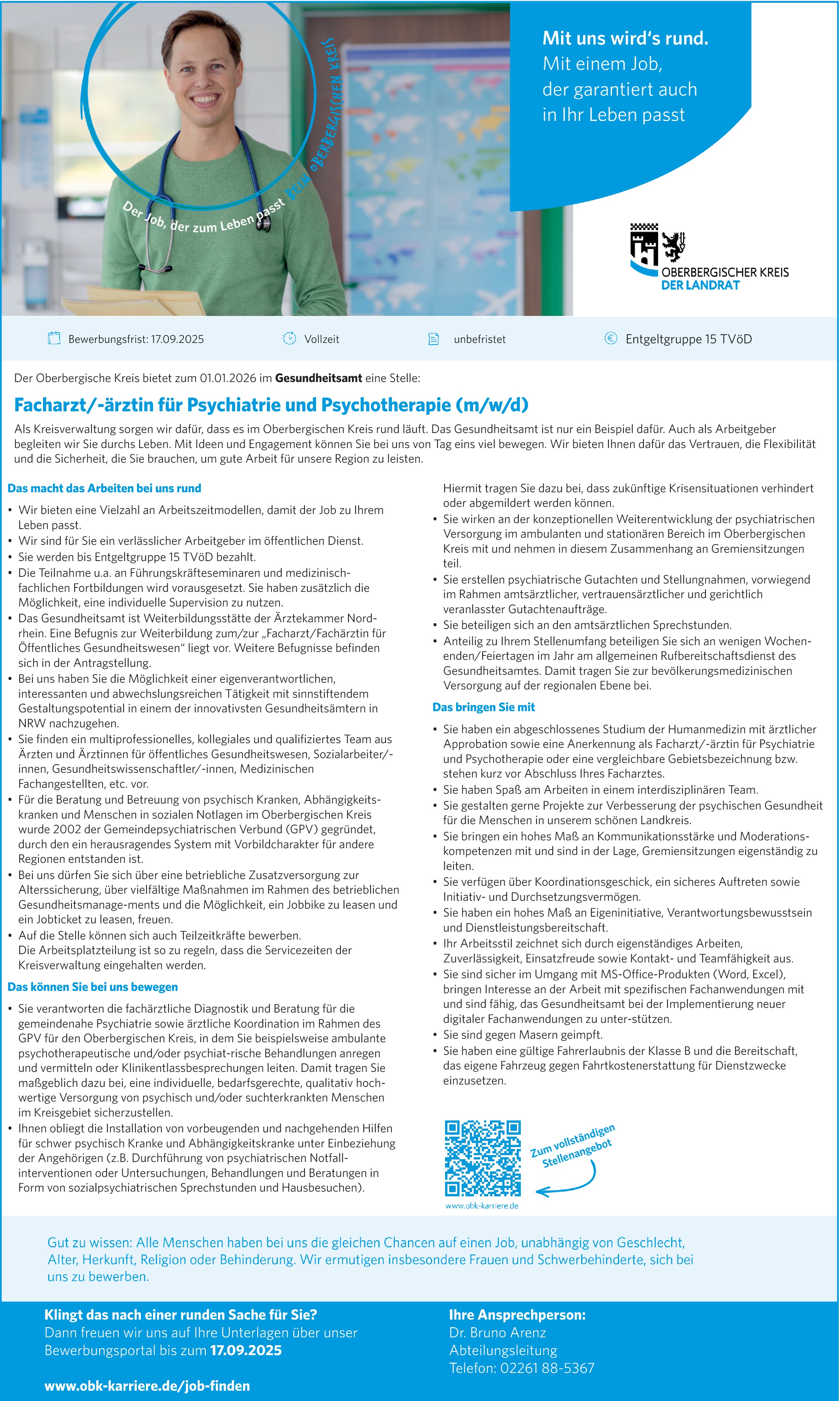 Facharzt/-ärztin Psychiatrie und Psychotherapie öffentlicher Dienst