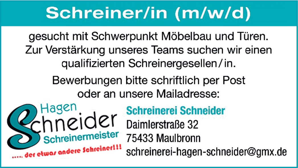 Schreiner m/w/d