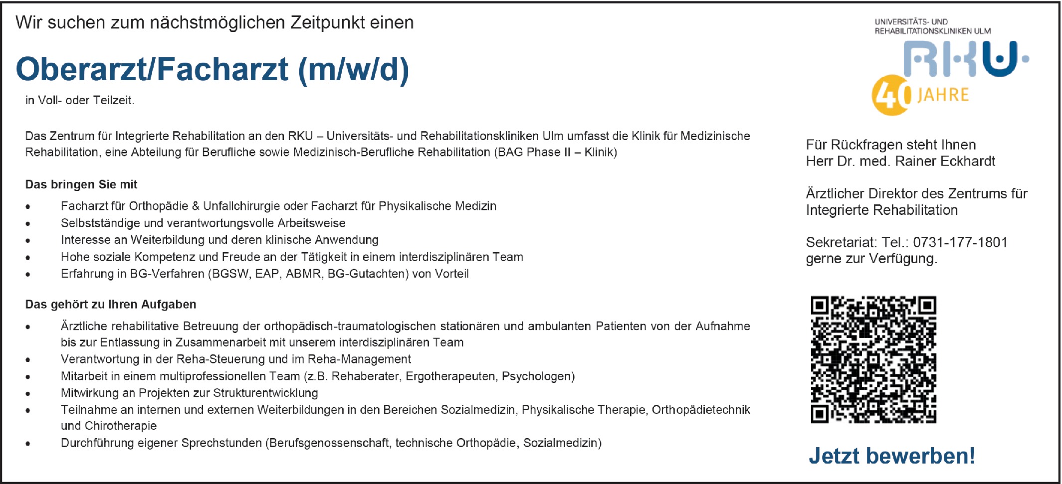 Facharzt für Physikalische Medizin m/w/d