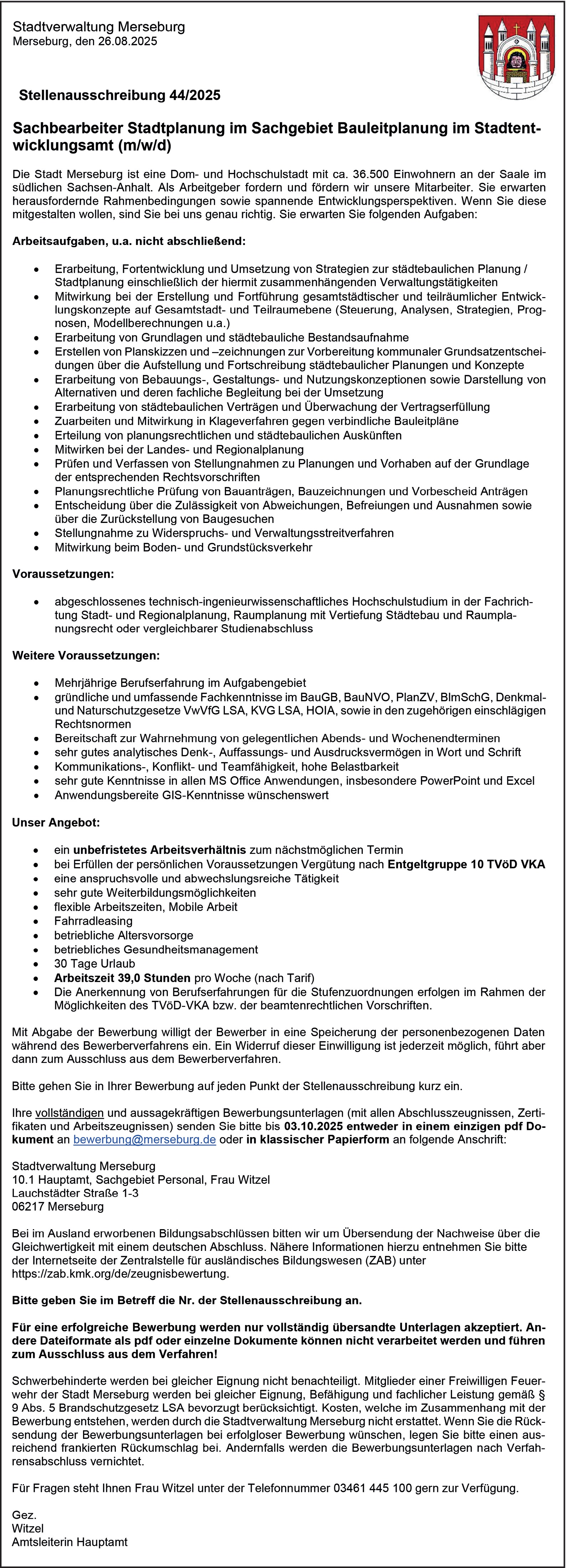 Stadtplaner m/w/d öffentlicher Dienst 