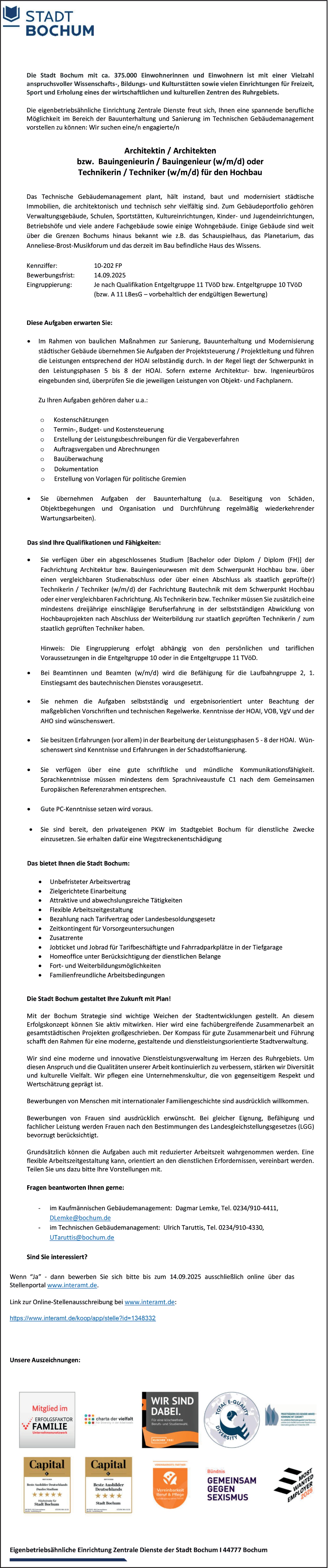 Architekt m/w/d öffentlicher Dienst 
