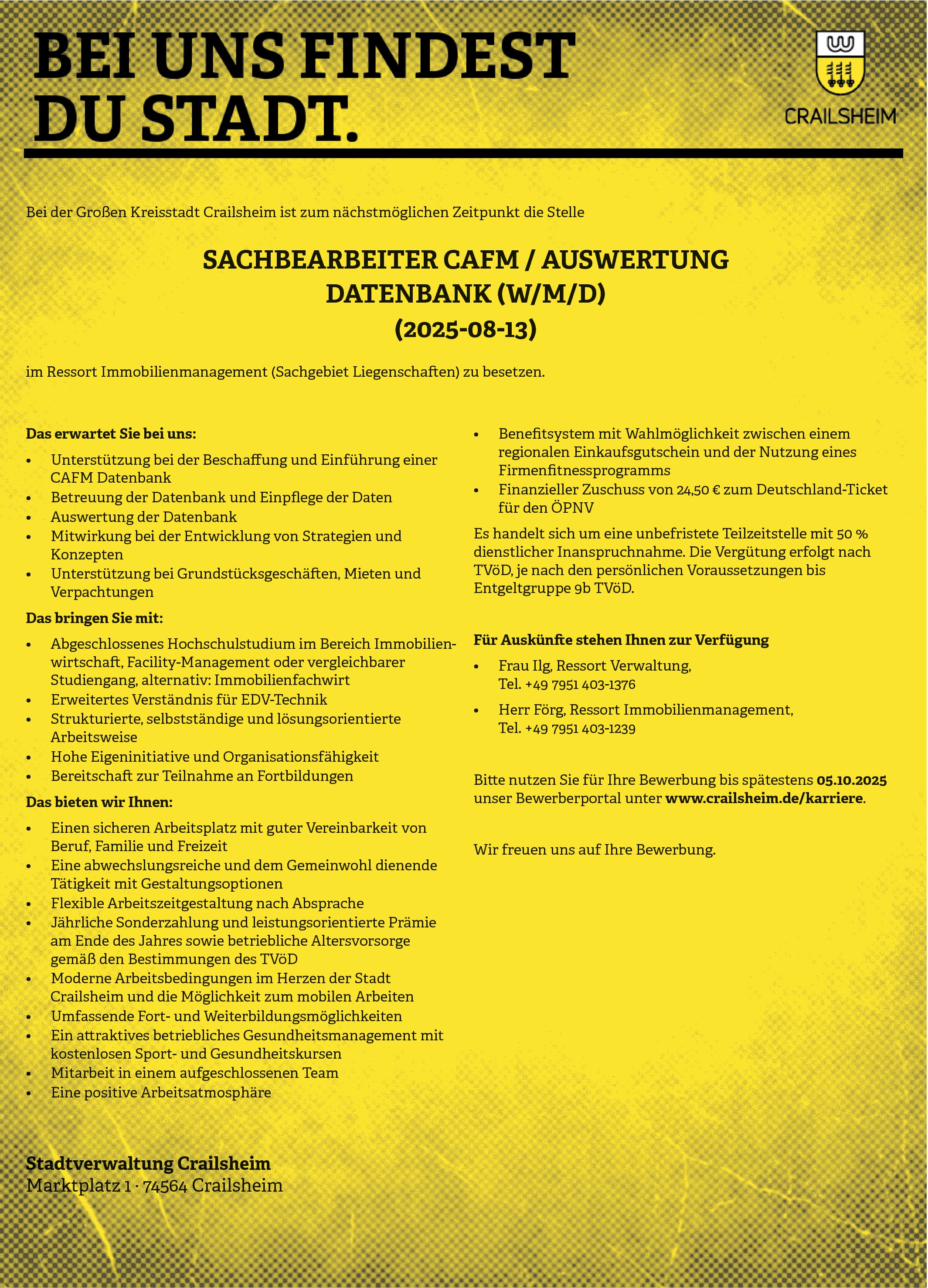 Facility-Manager / Sachbearbeiter CAFM Datenbank (m/w/d)