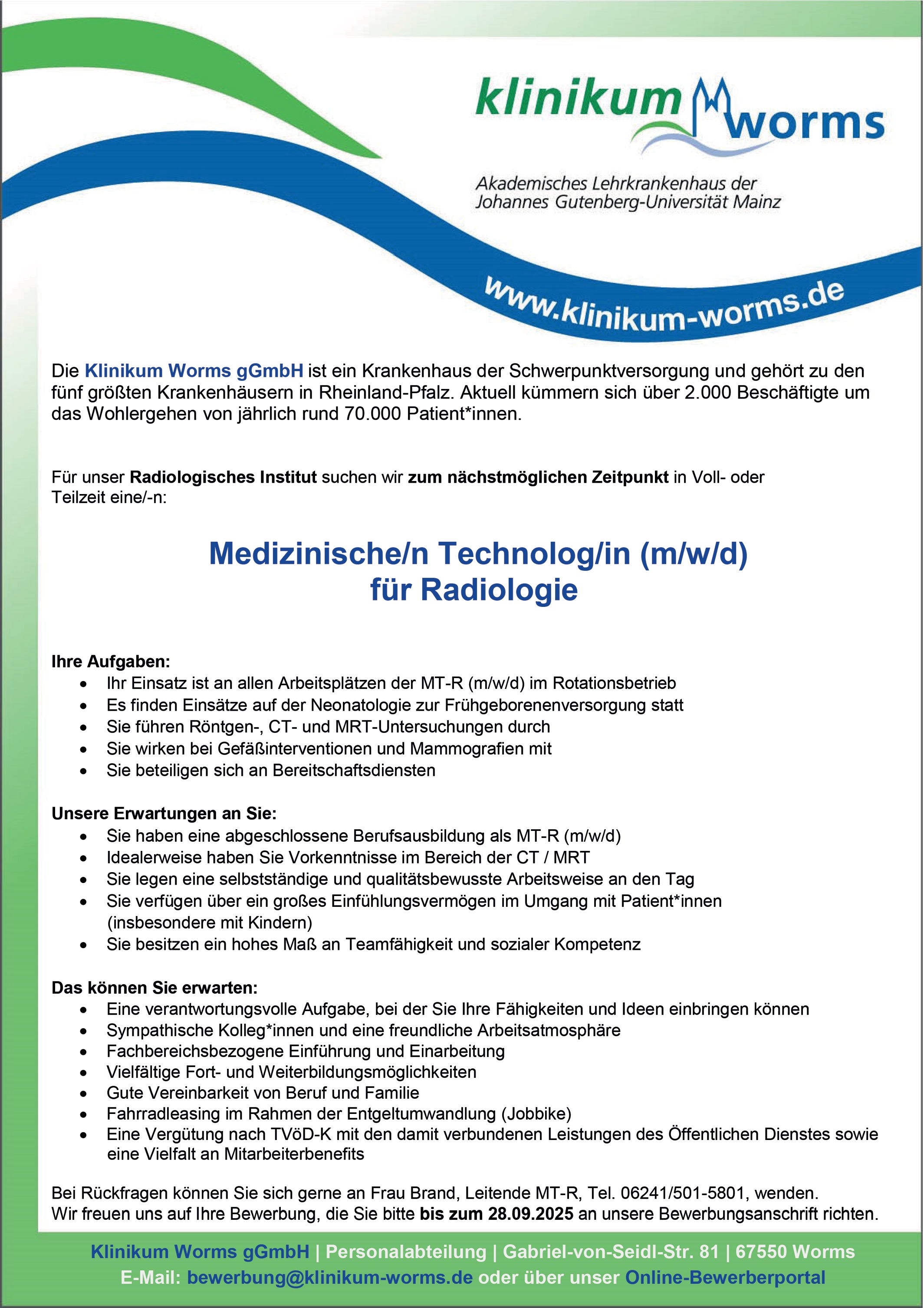  Medizinischer Technologe für Radiologie (m/w/d)