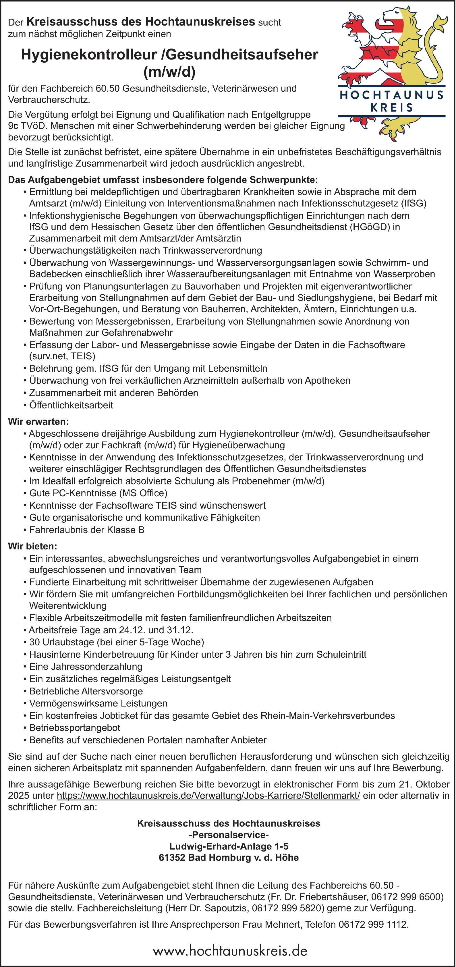 Gesundheitsaufseher (m/w/d)