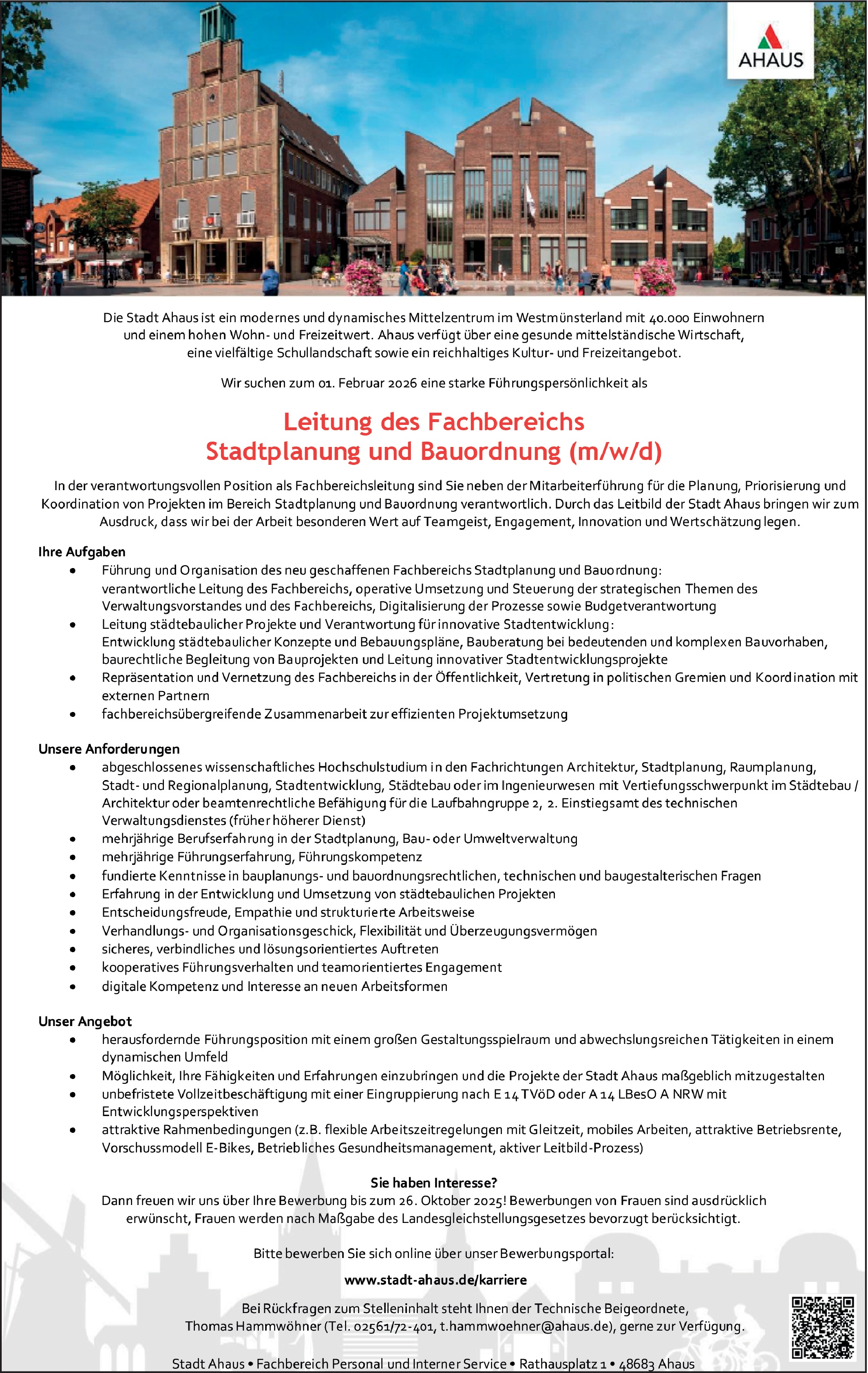 Leitung FB Stadtplanung Bauordnung (m/w/d)