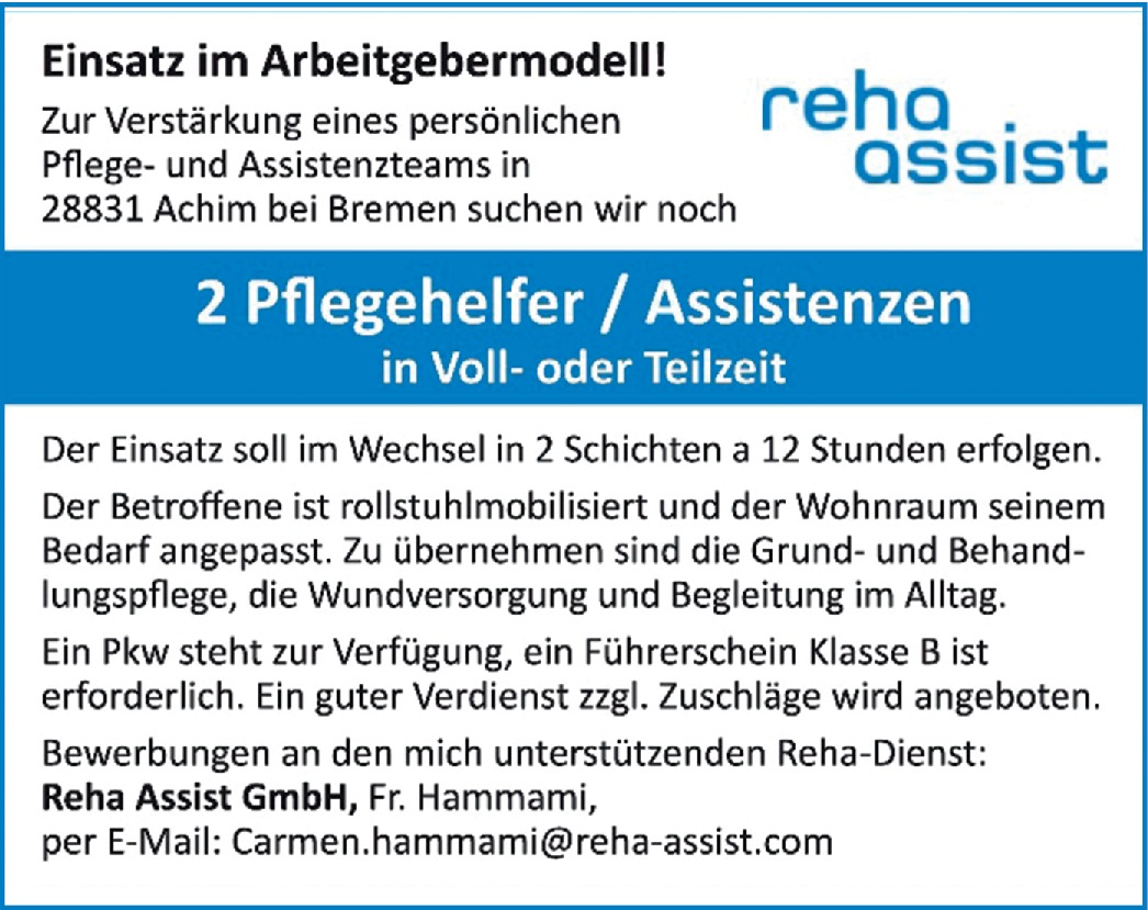 Pflegehelfer m/w/d