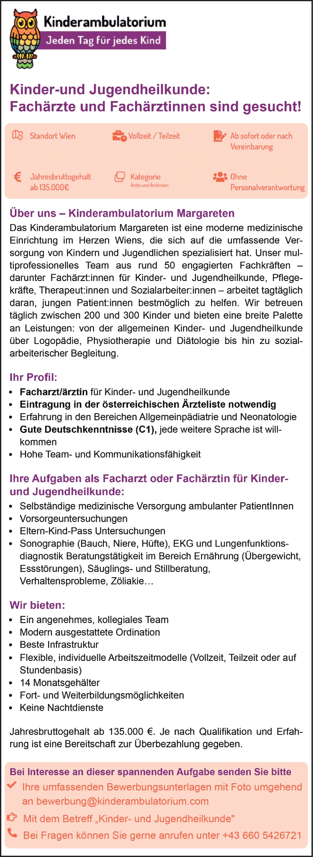 Facharzt / Fachärztin für Kinder- und Jugendheilkunde