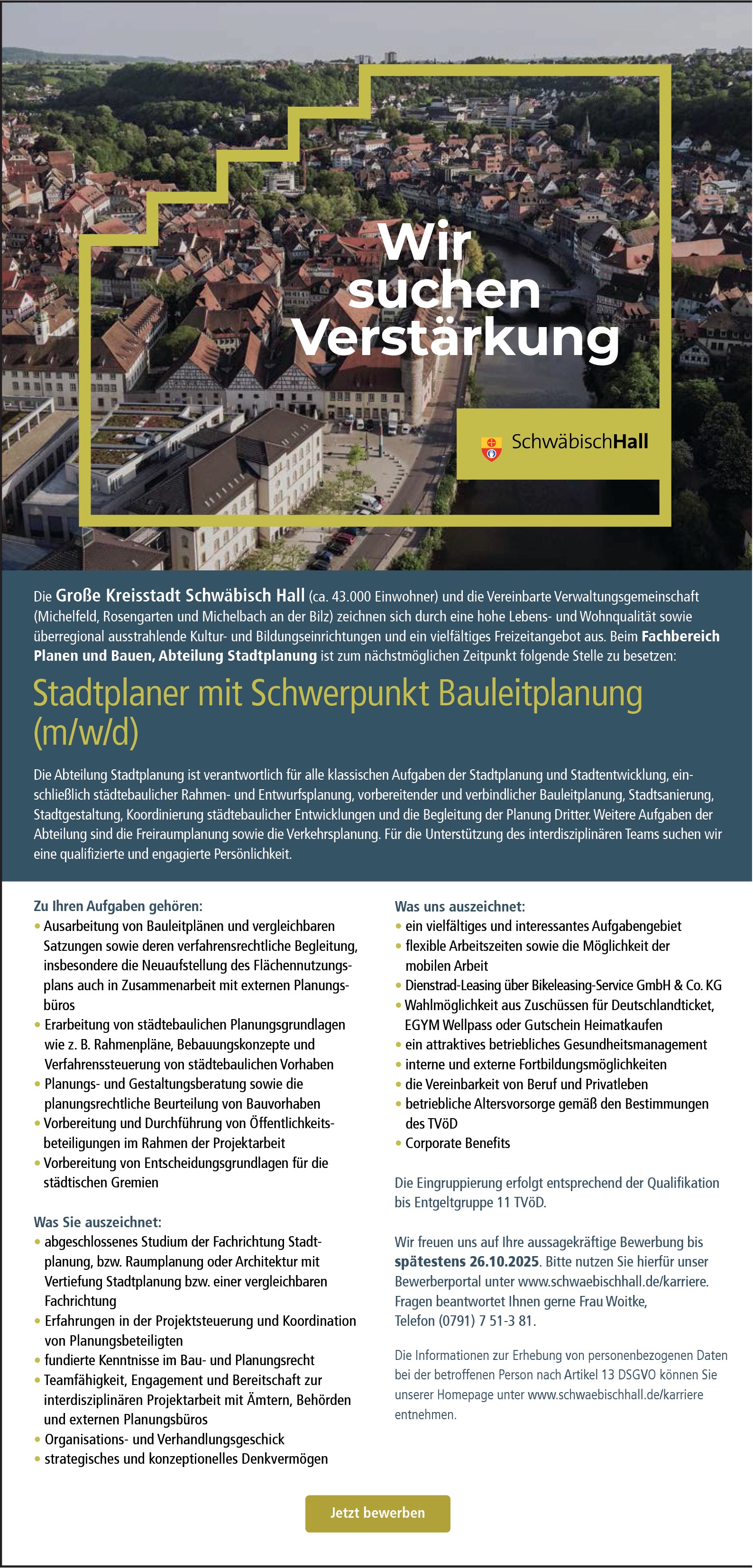 Stadtplaner mit Schwerpunkt Bauleitplanung (m/w/d)
