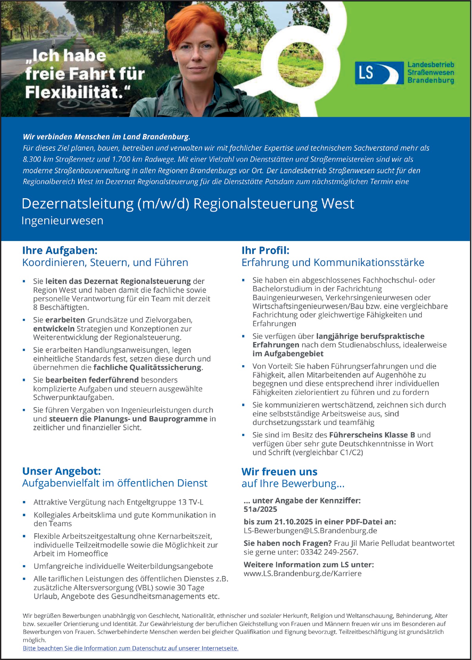 Bauigenieur Dezernatsleitung (m/w/d) Regionalsteuerung West Ingenieurwesen