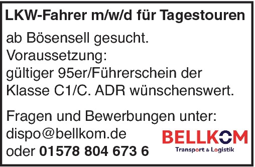 LKW Fahrer m/w/d