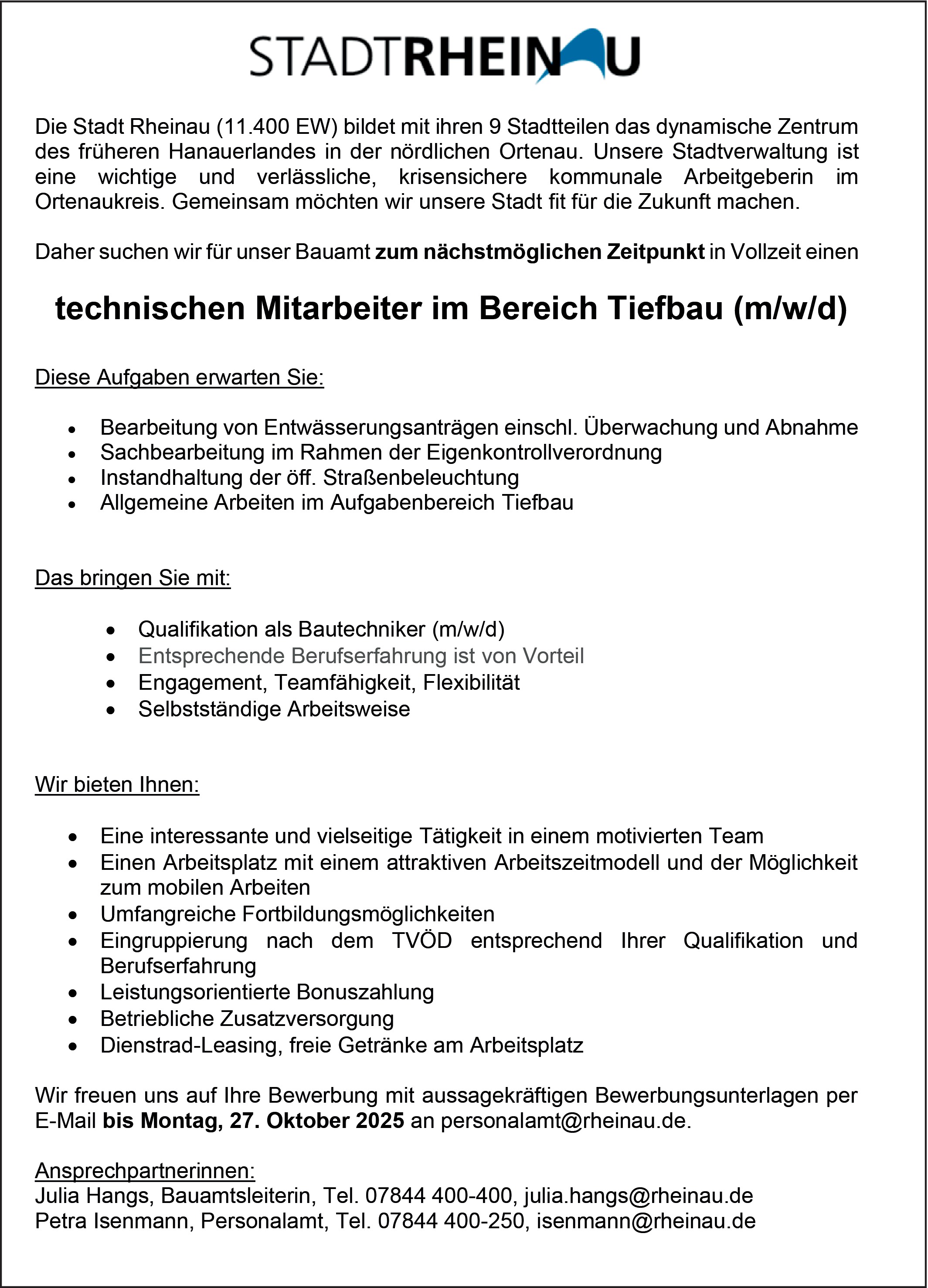 Bautechniker- Tiefbau m/w/d