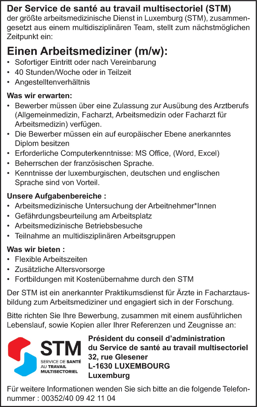 Arbeitsmediziner / Betriebsarzt m/w/d