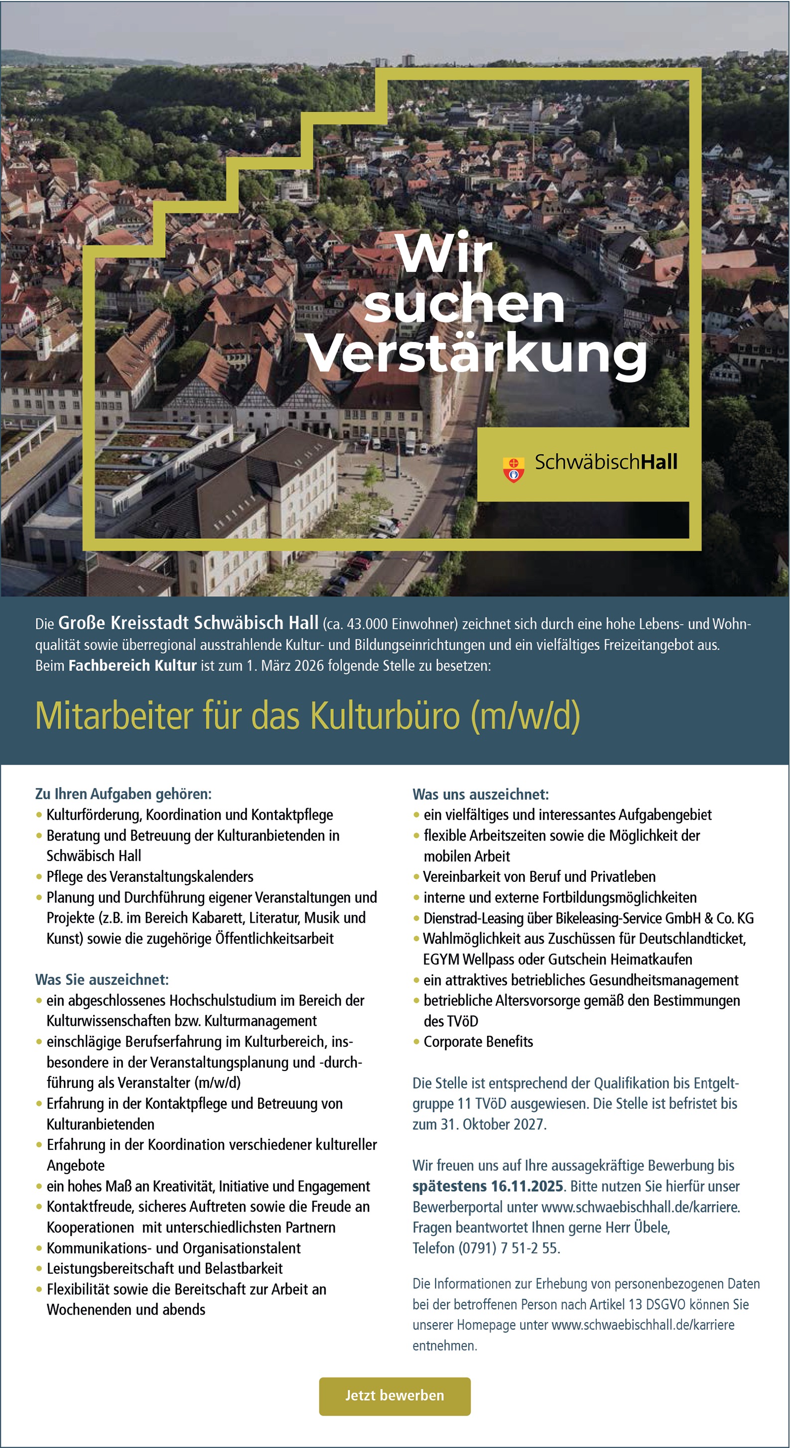 Kulturmanager / Kulturwissenschaftler für das Kulturbüro  (m/w/d)