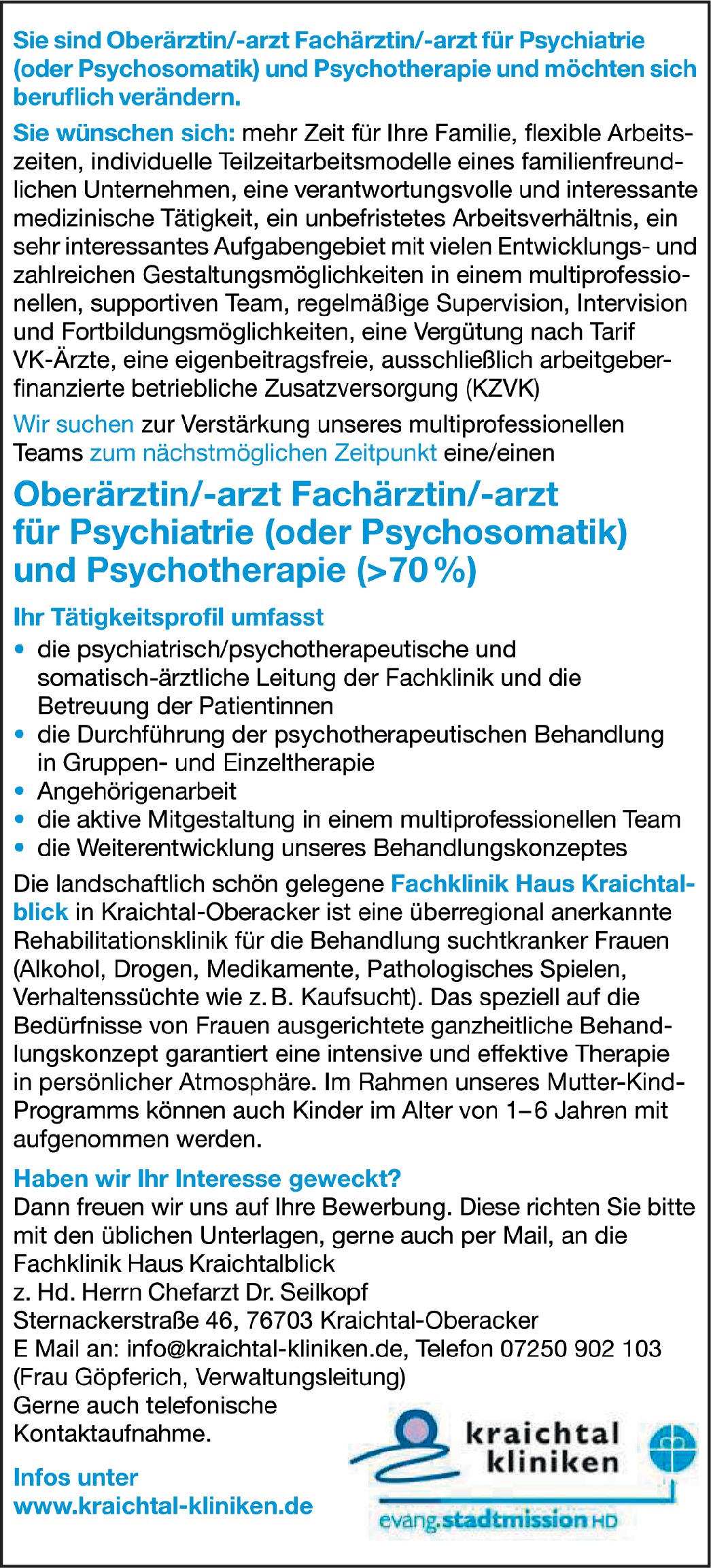 Oberarzt für Psychiatrie m/w/d