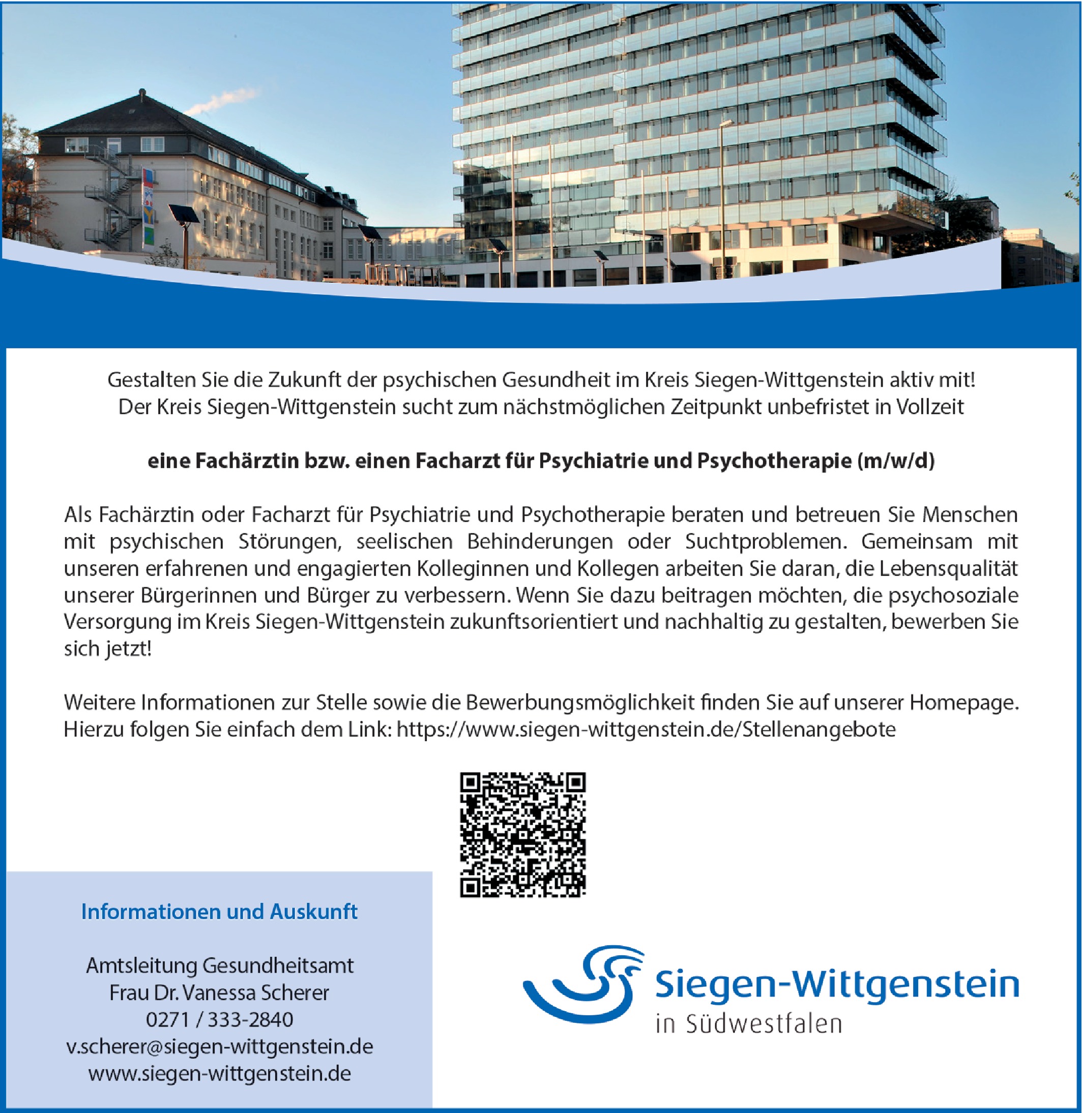 Facharzt m/w/d Psychiatrie / Psychotherapie