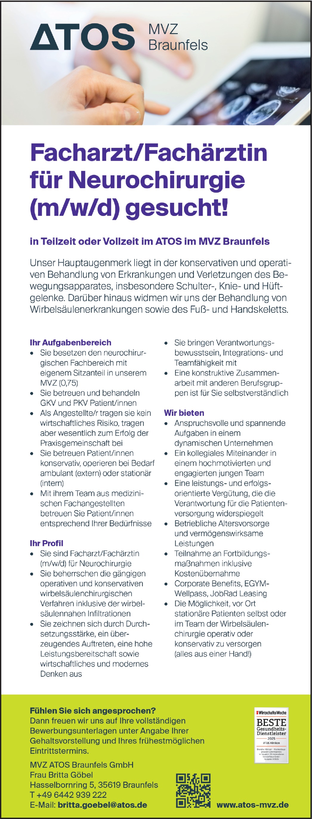 Facharzt für Neurochirurgie m/w/d