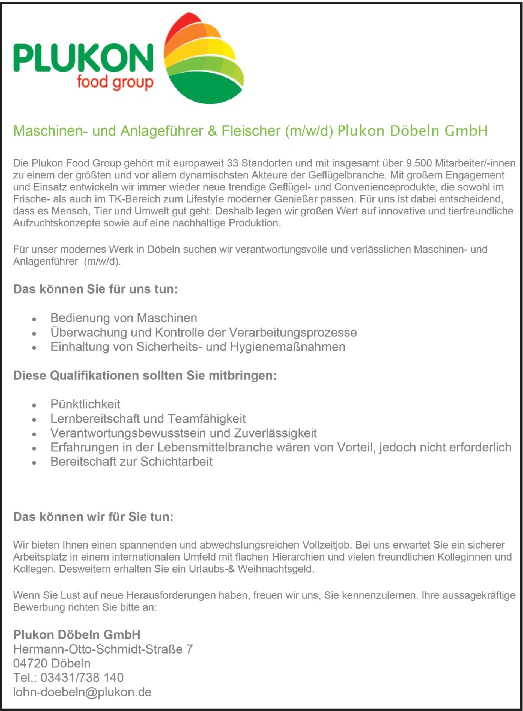Maschinen- und Anlagenführer m/w/d