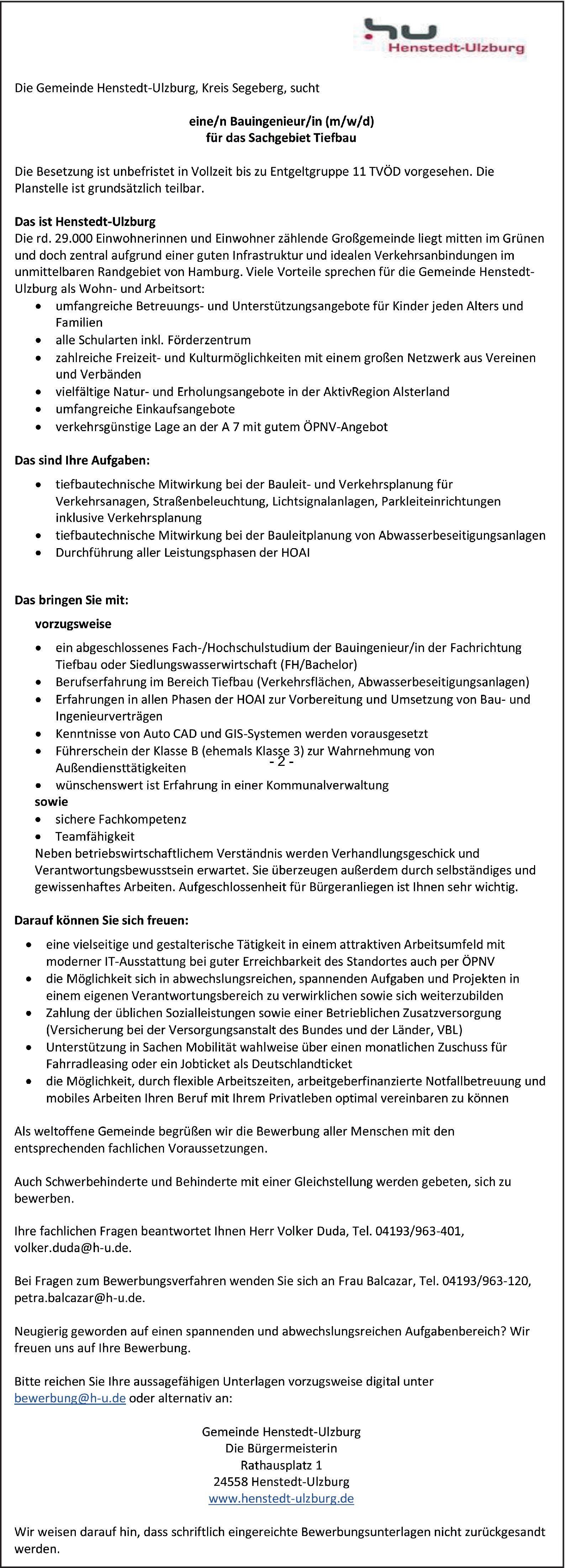 Bauingenieur Tiefbau (m/w/d)