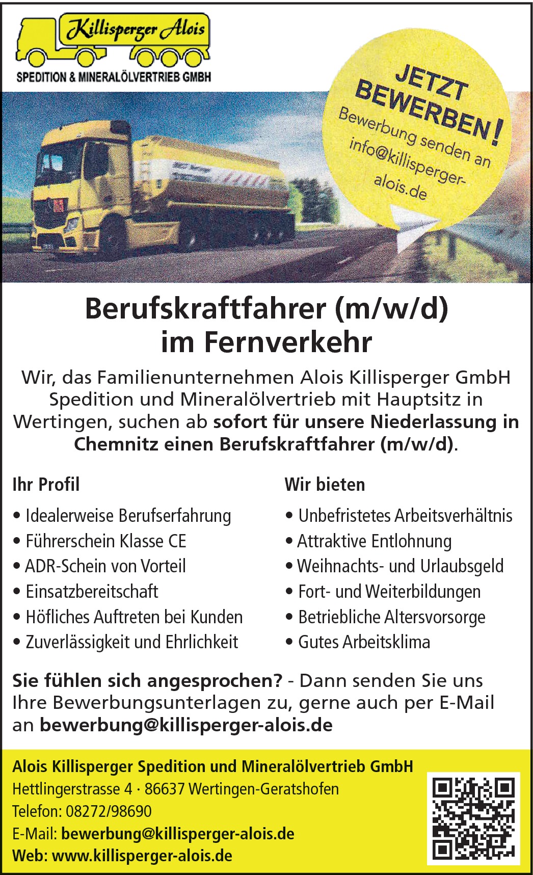 Berufskraftfahrer Fernverkehr m/w/d