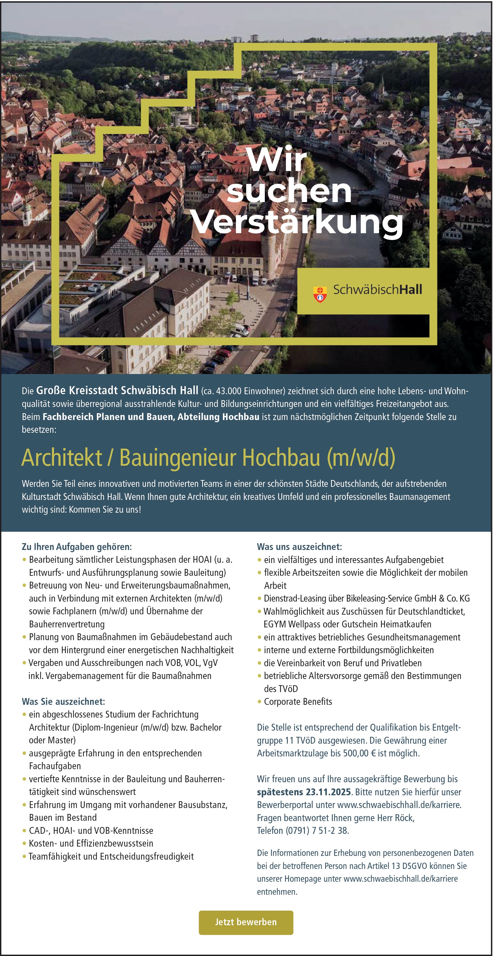Architekt / Bauingenieur Hochbau (m/w/d)