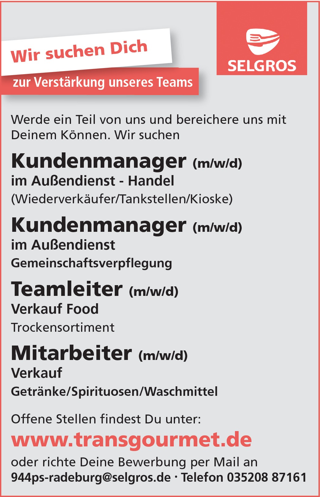 Mitarbeiter m/w/d Verkauf  Getränke / Spirituosen / Waschmittel 