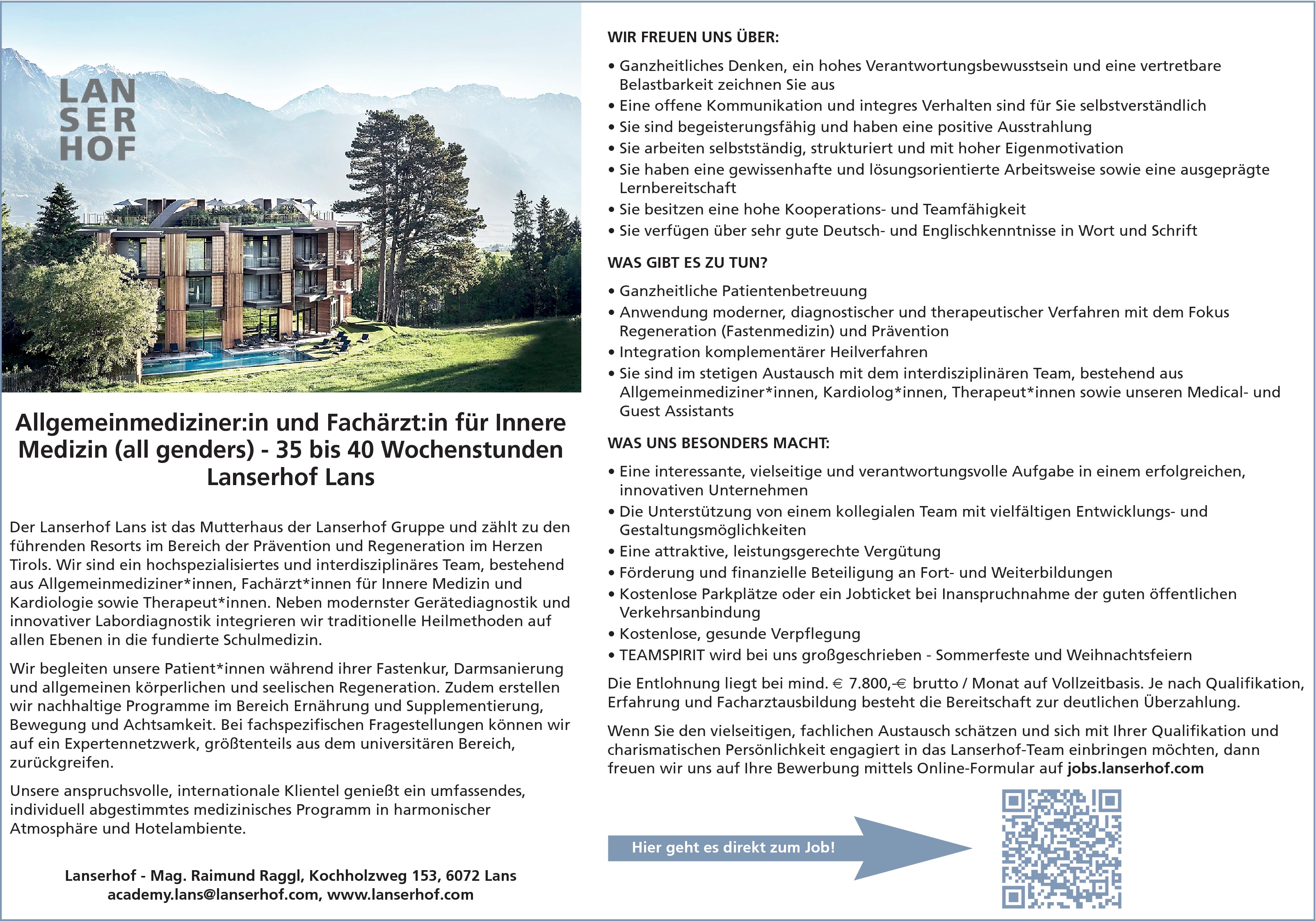 Allgemeinmediziner:in und Fachärzt:in für Innere Medizin