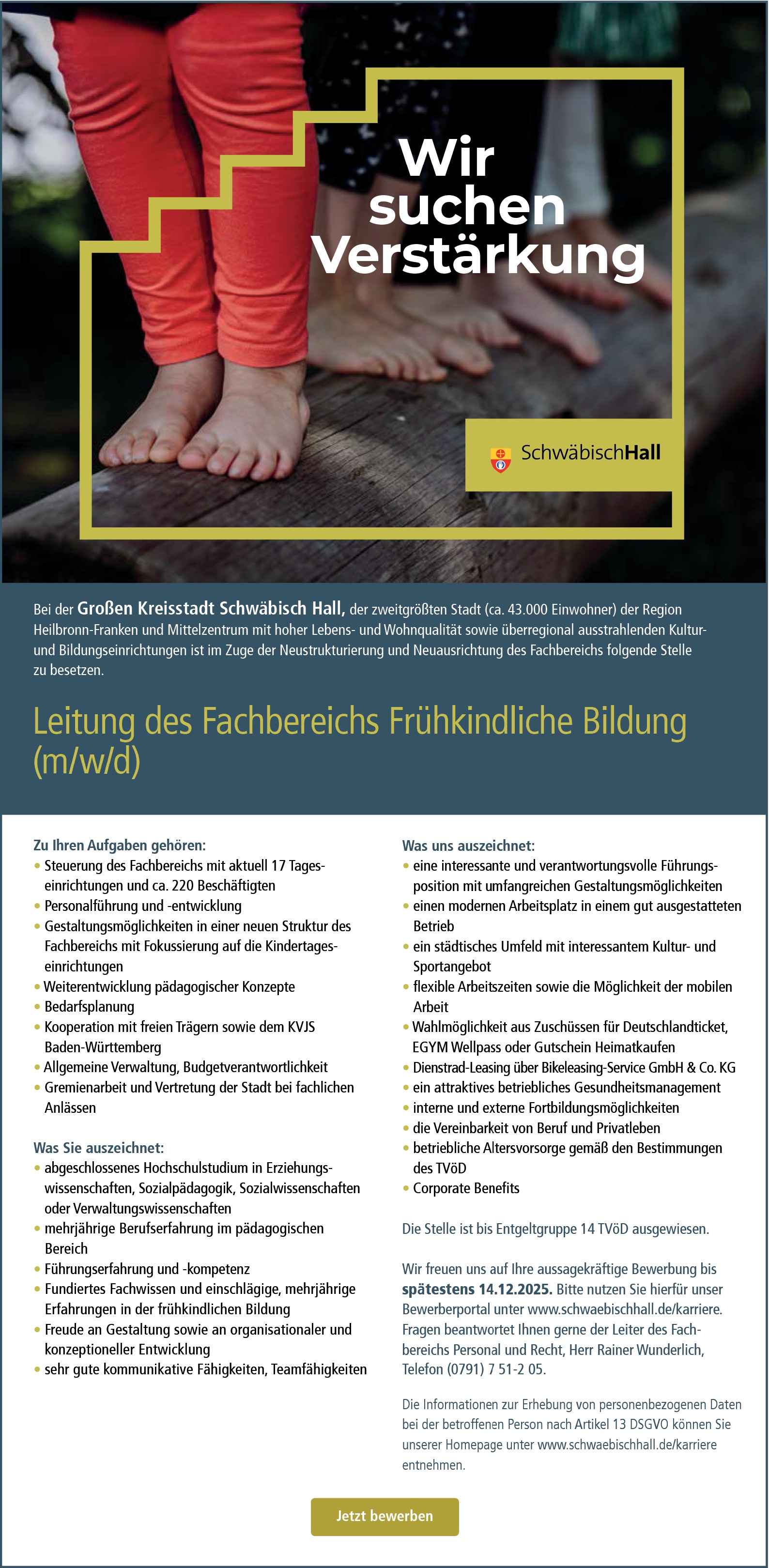 Erziehungswissenschaftler / Sozialpädagoge als Fachbereichsleitung (m/w/d)