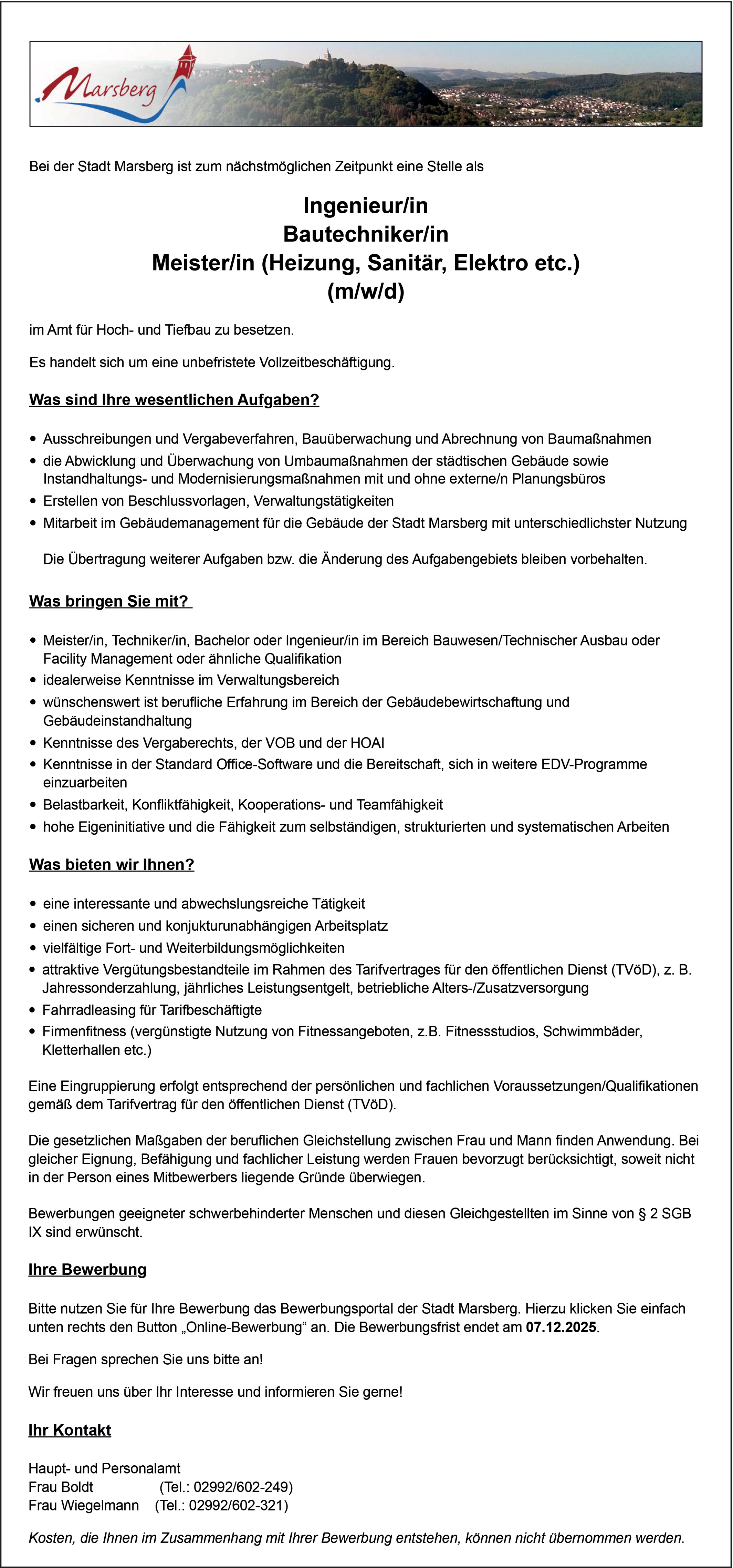 Ingenieur Bautechniker Meister m/w/d