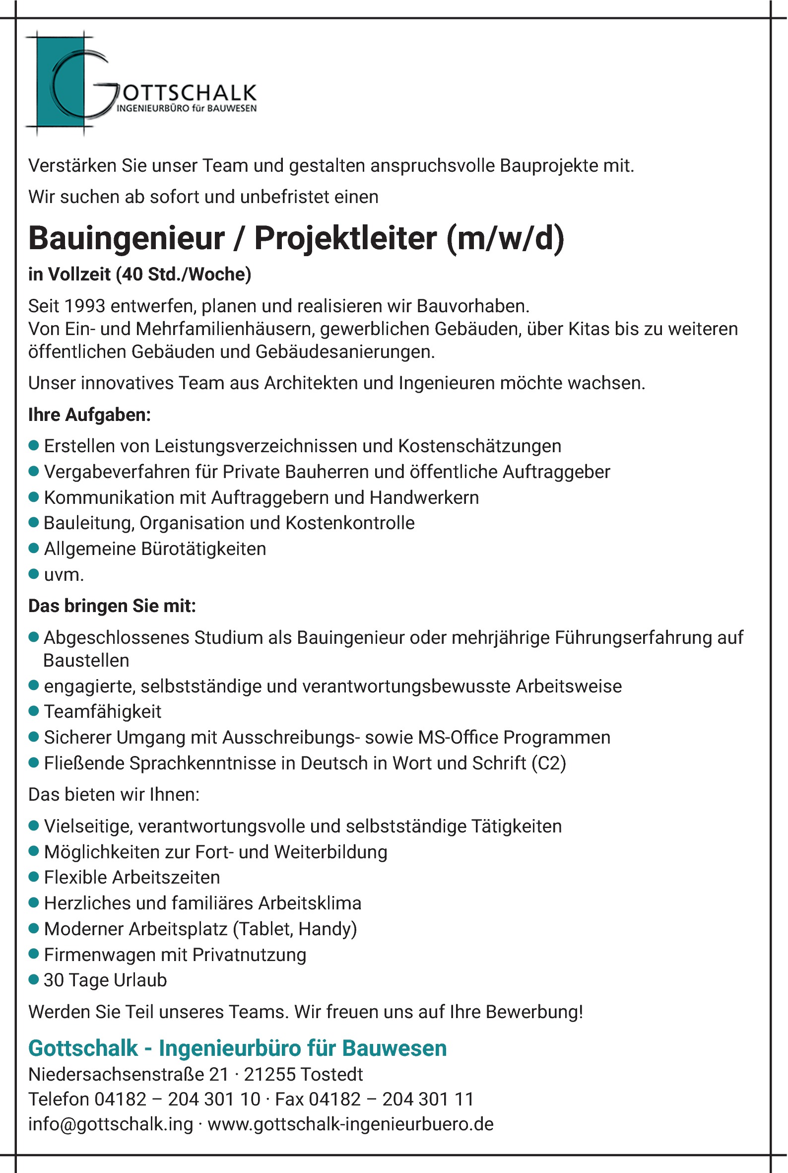 Bauingenieur (m/w/d)