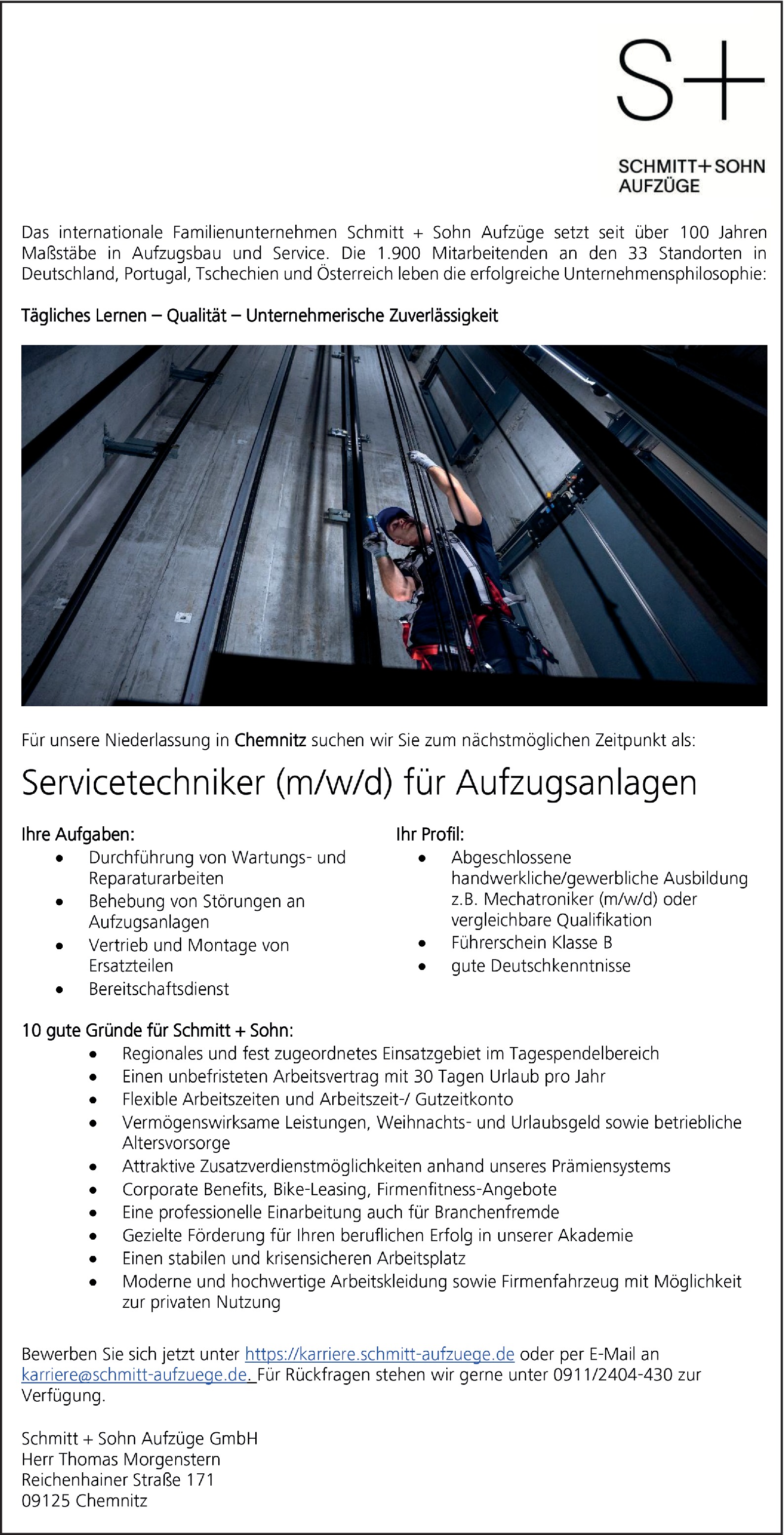 Servicetechniker/-in für Aufzugsanlagen