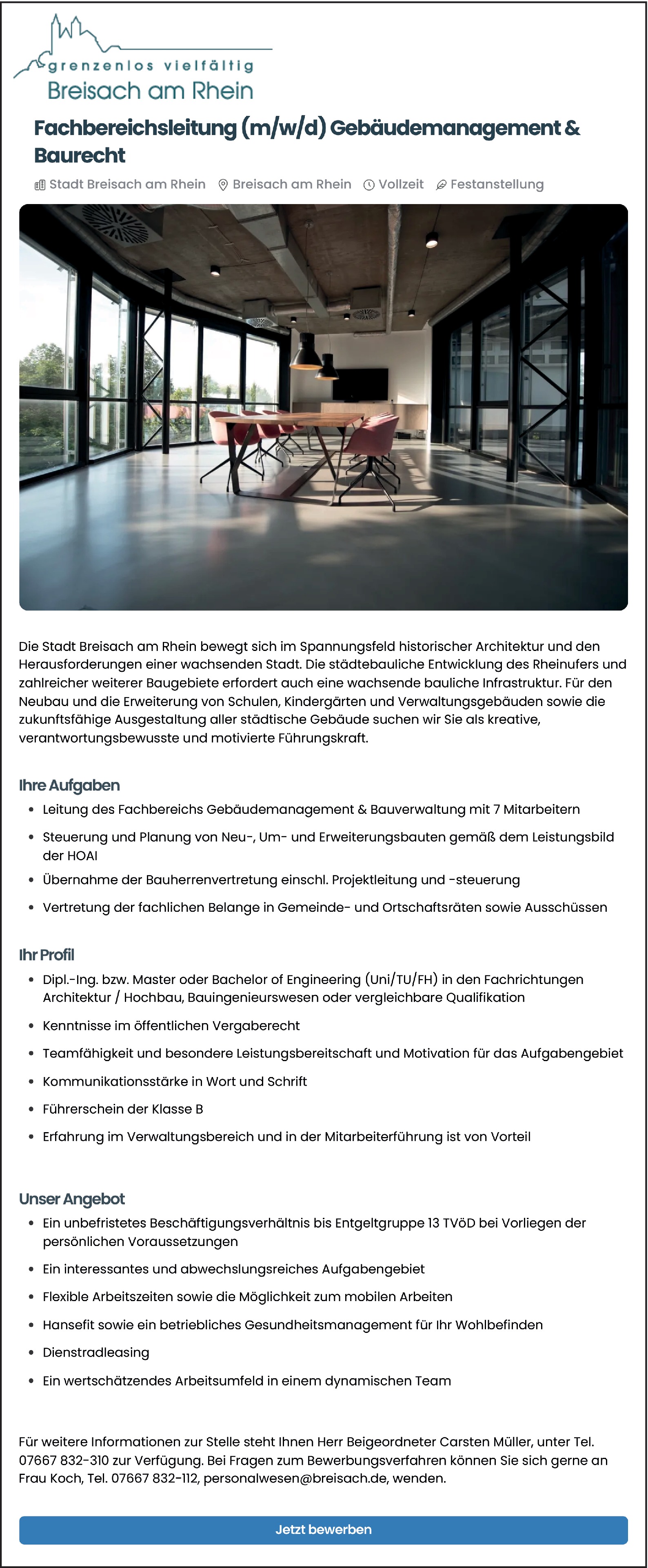 Architekt m/w/d Fachbereichsleitung